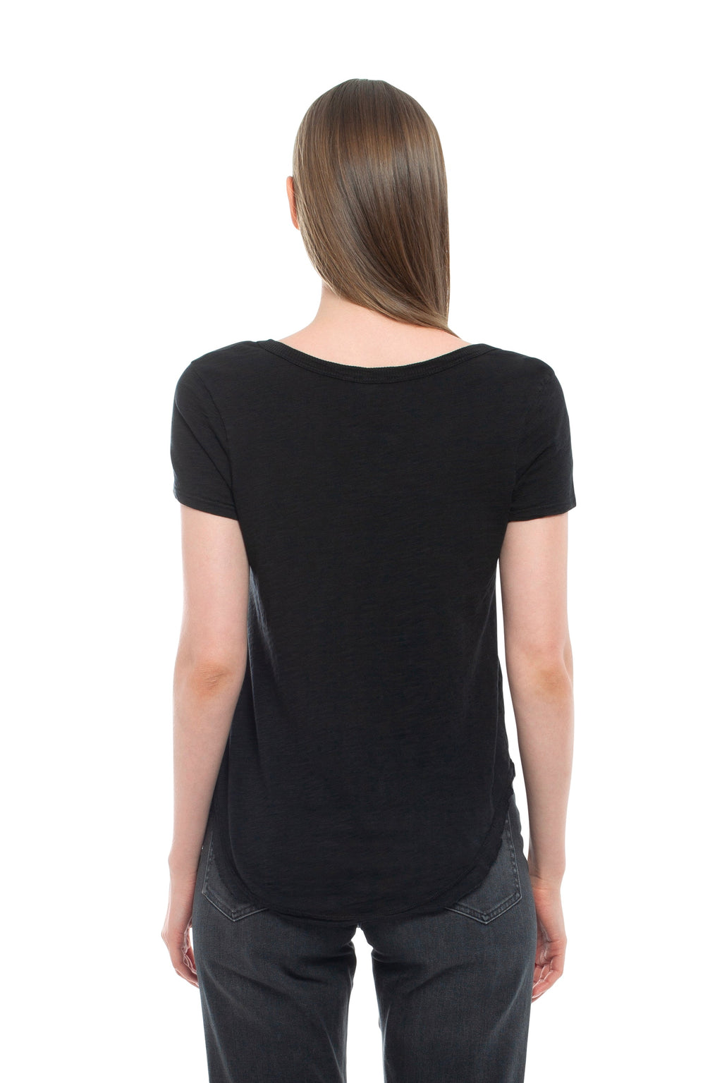 Short Sleeve Shrunken V-Neck Shirttail