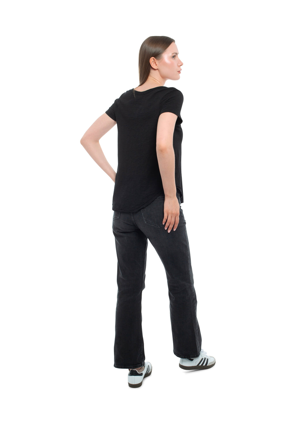 Short Sleeve Shrunken V-Neck Shirttail