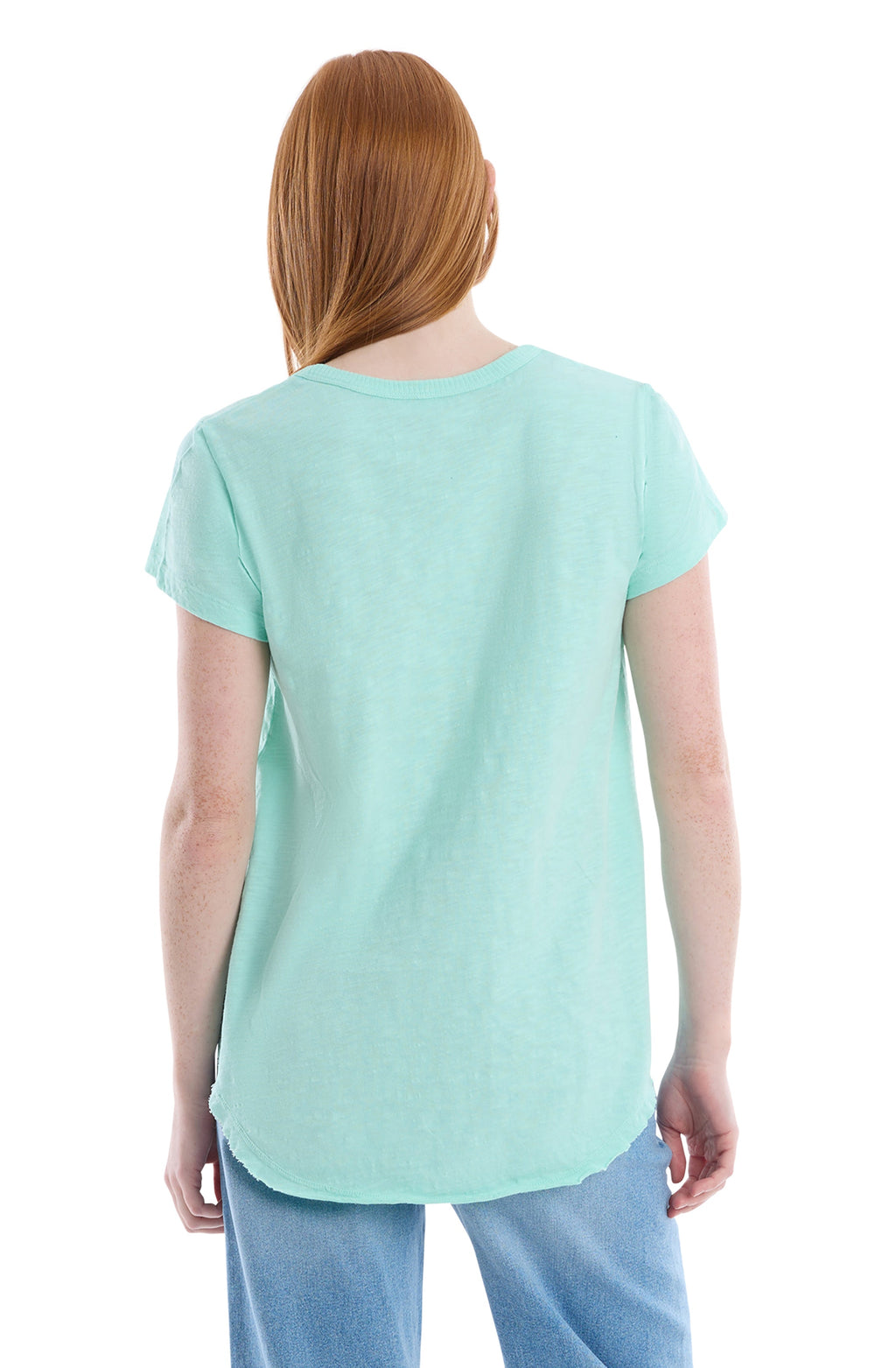 Short Sleeve Shrunken V-Neck Shirttail