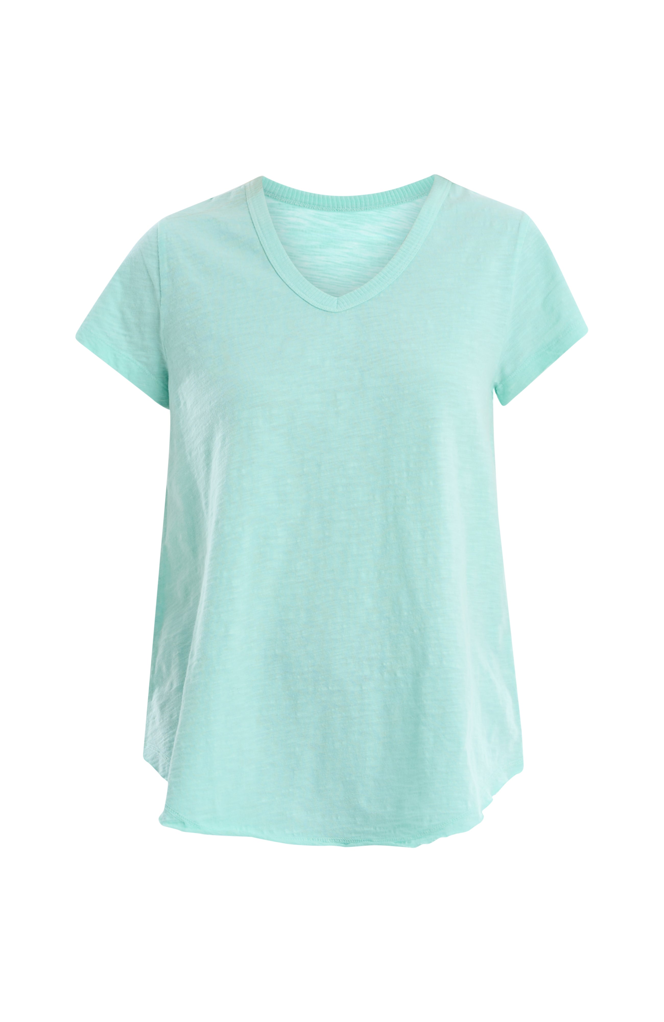 Short Sleeve Shrunken V-Neck Shirttail