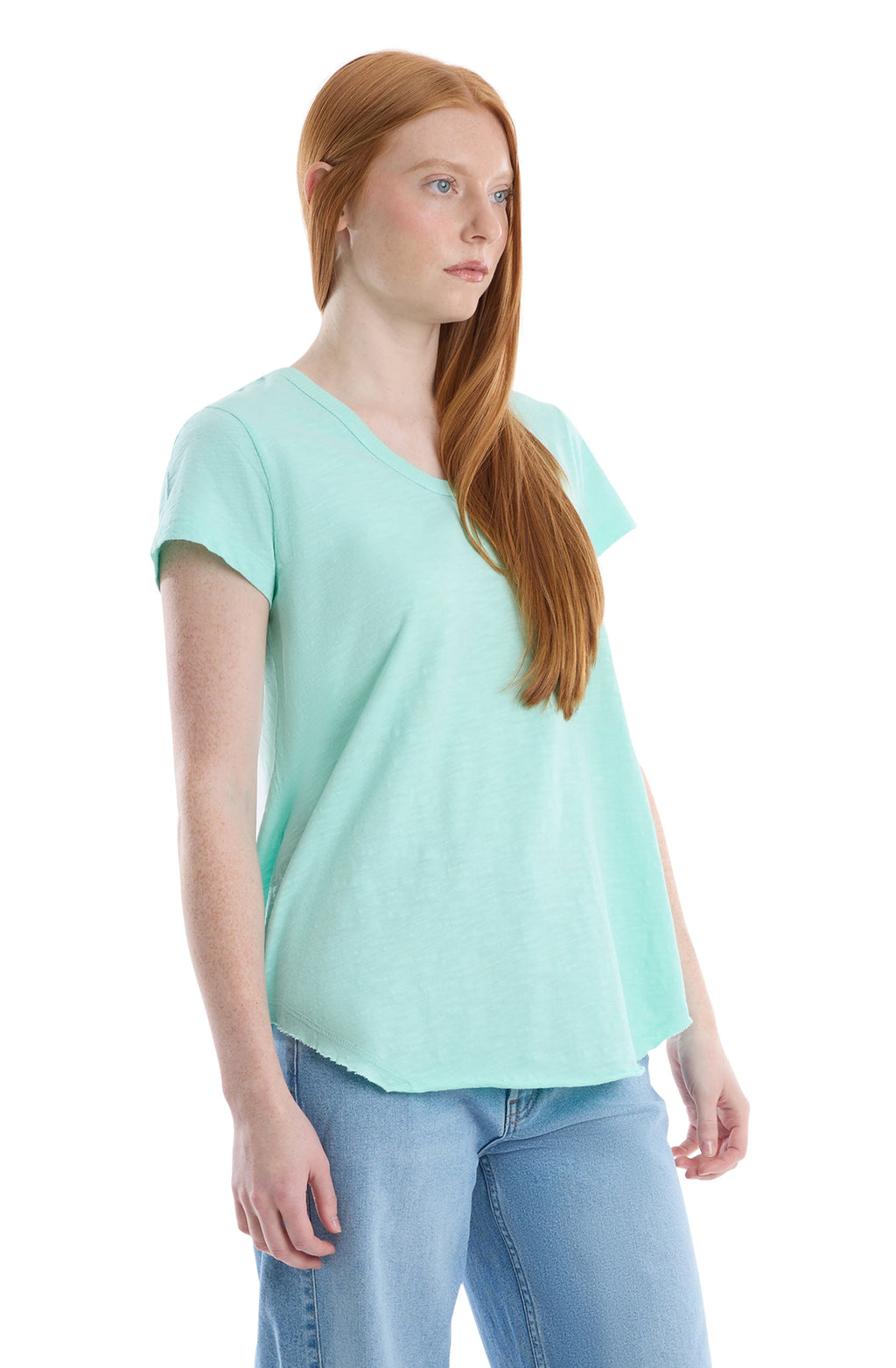 Short Sleeve Shrunken V-Neck Shirttail