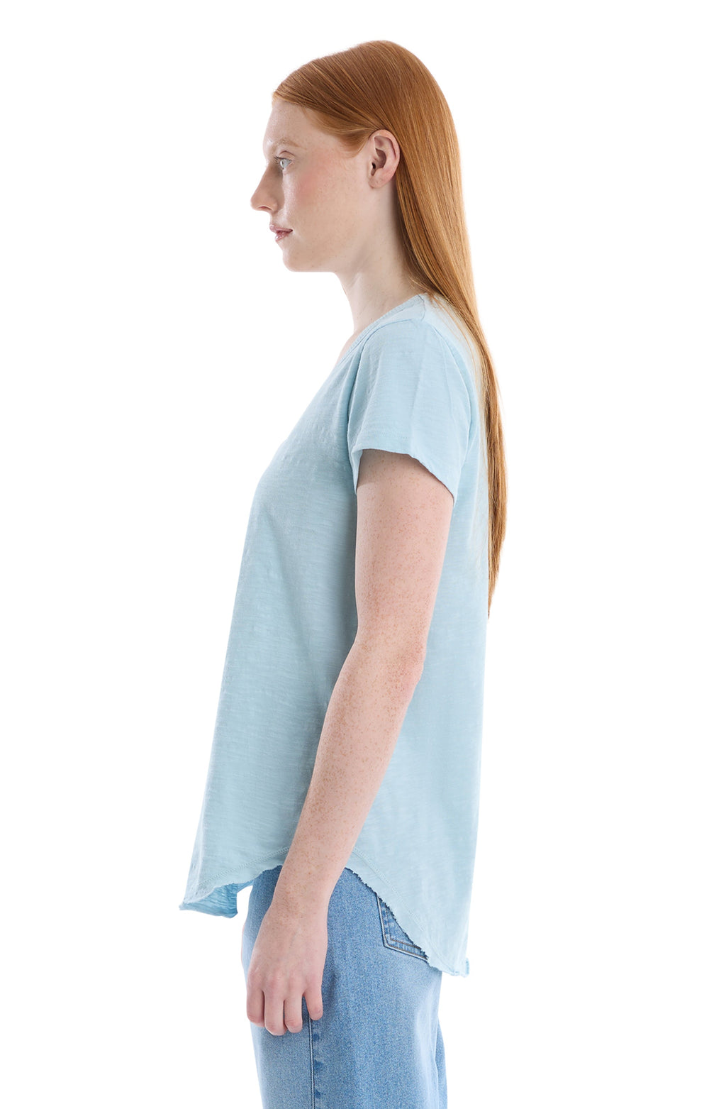 Short Sleeve Shrunken V-Neck Shirttail