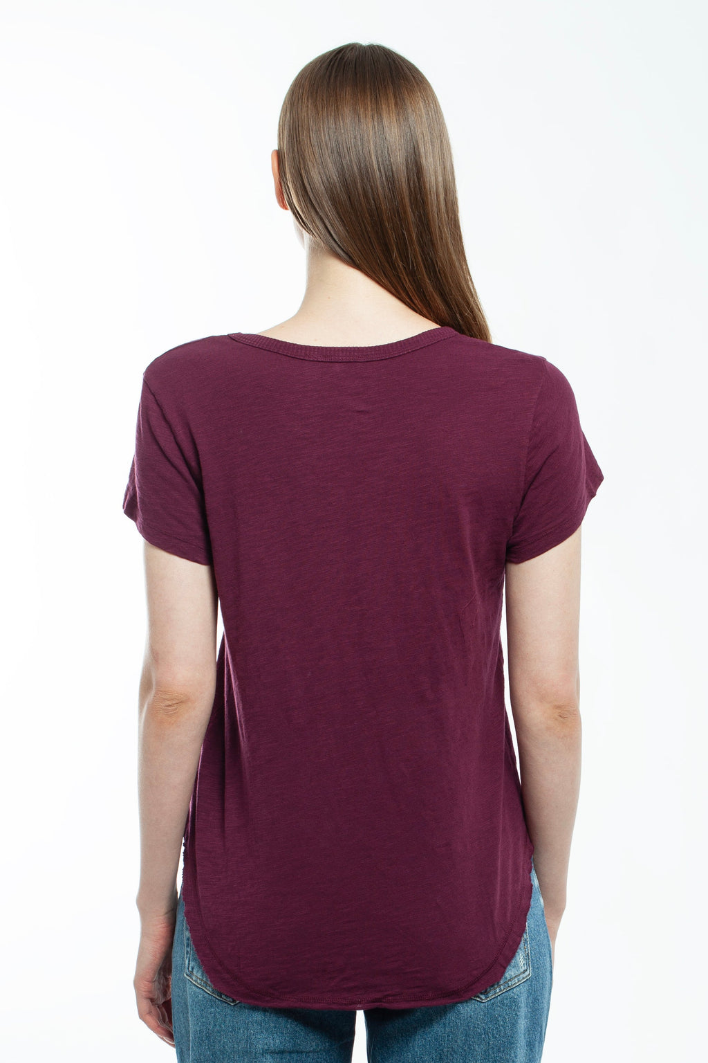 Short Sleeve Shrunken V-Neck Shirttail
