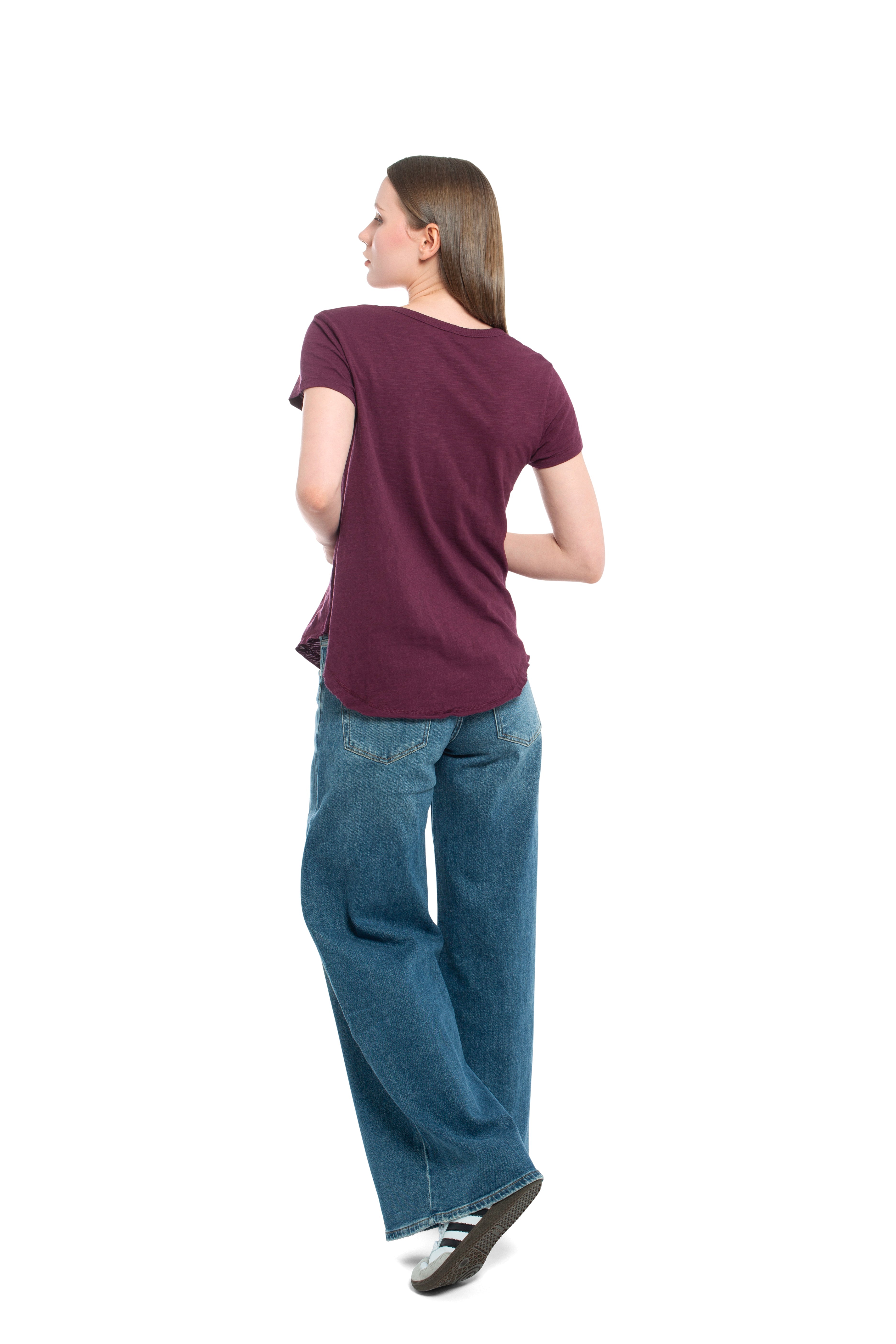 Short Sleeve Shrunken V-Neck Shirttail