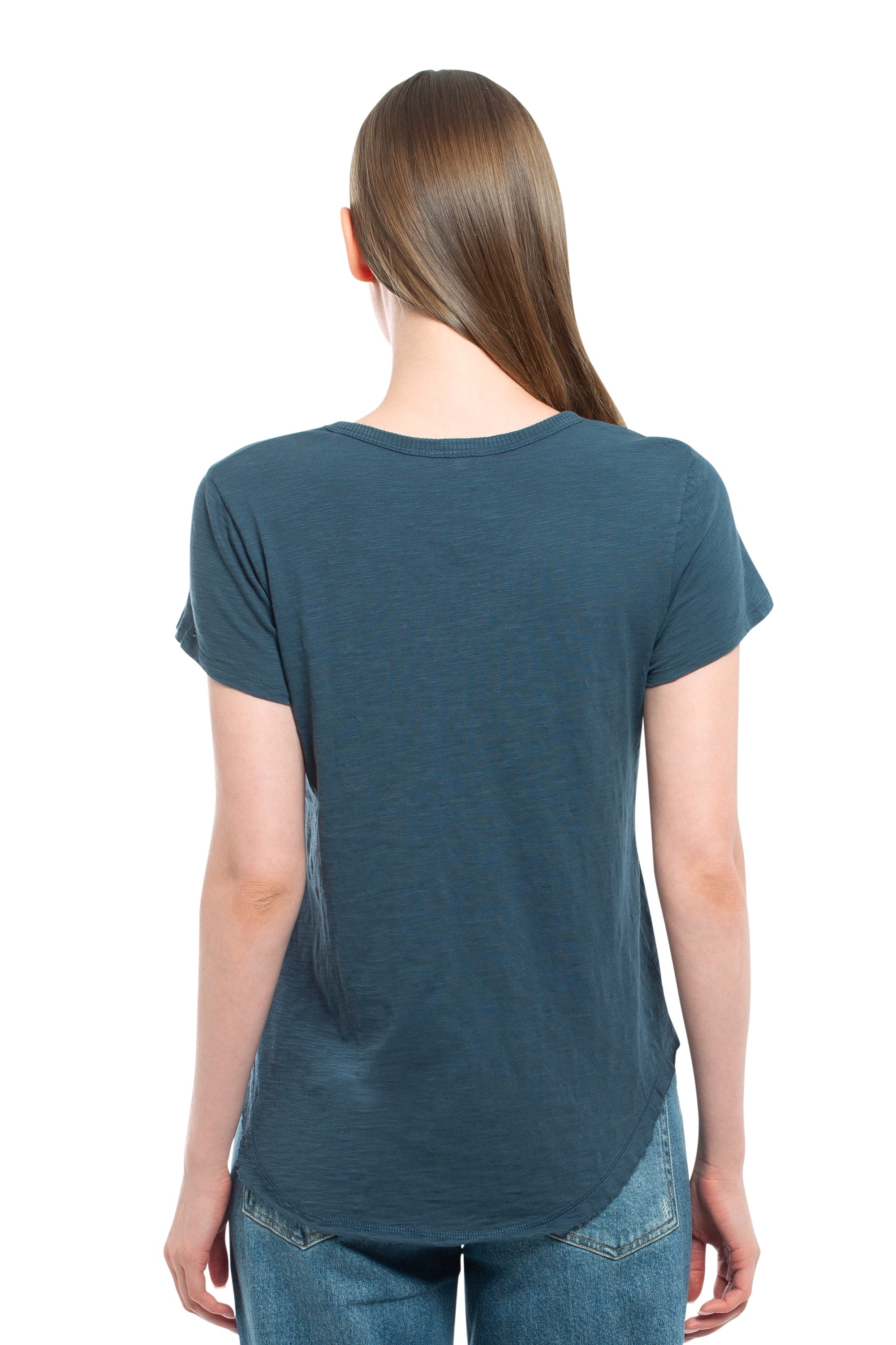 Short Sleeve Shrunken V-Neck Shirttail