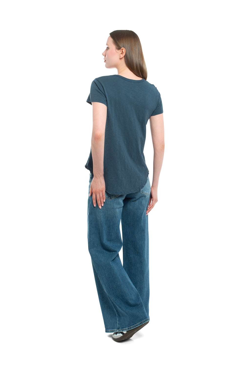 Short Sleeve Shrunken V-Neck Shirttail