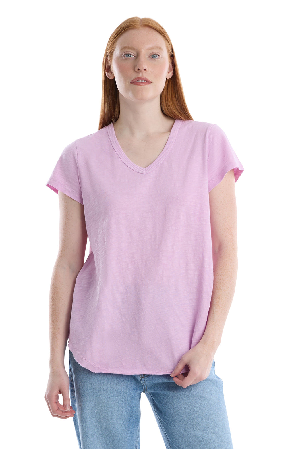 Short Sleeve Shrunken V-Neck Shirttail