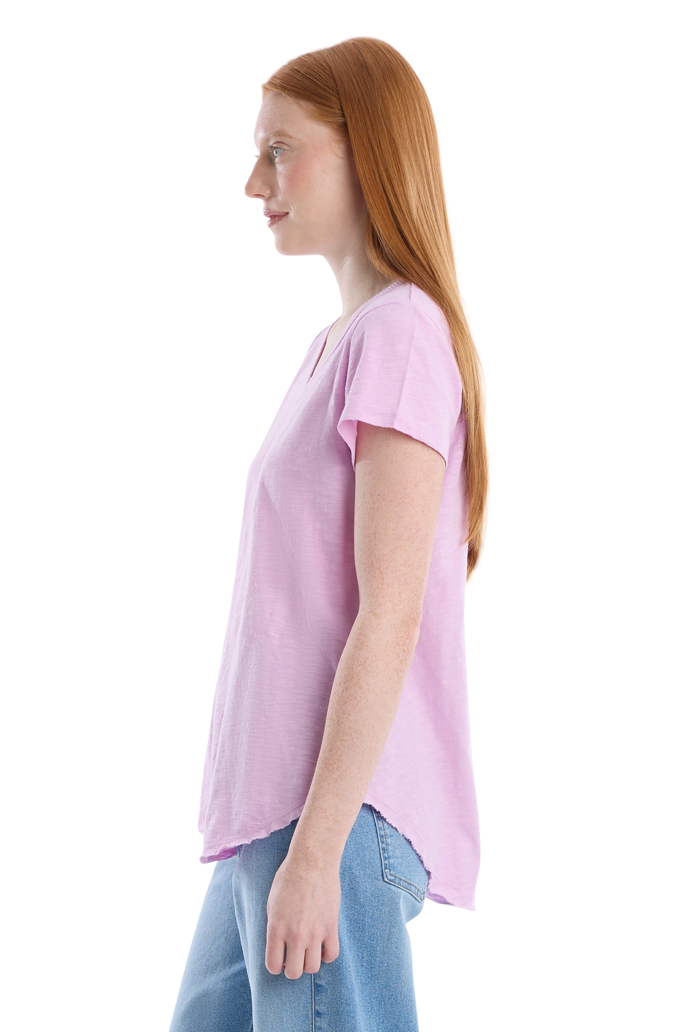Short Sleeve Shrunken V-Neck Shirttail