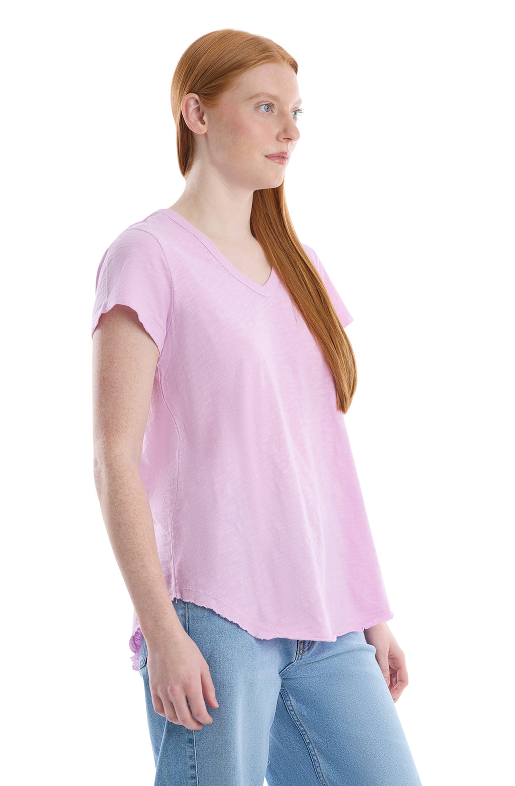 Short Sleeve Shrunken V-Neck Shirttail