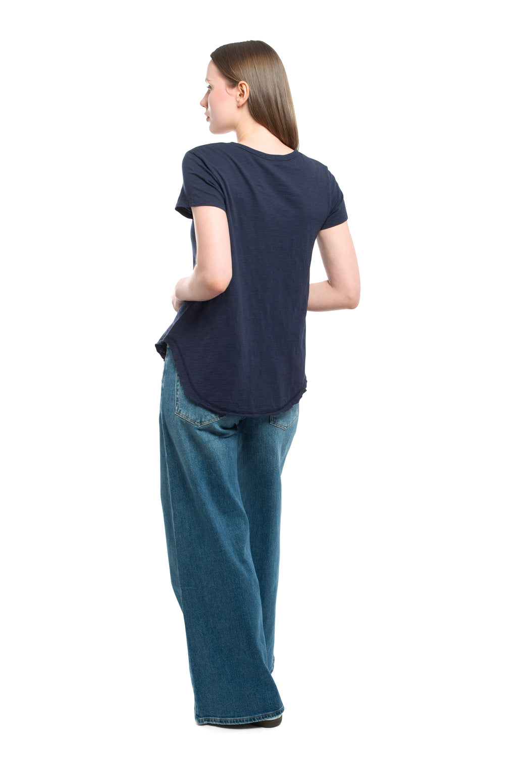 Short Sleeve Shrunken V-Neck Shirttail