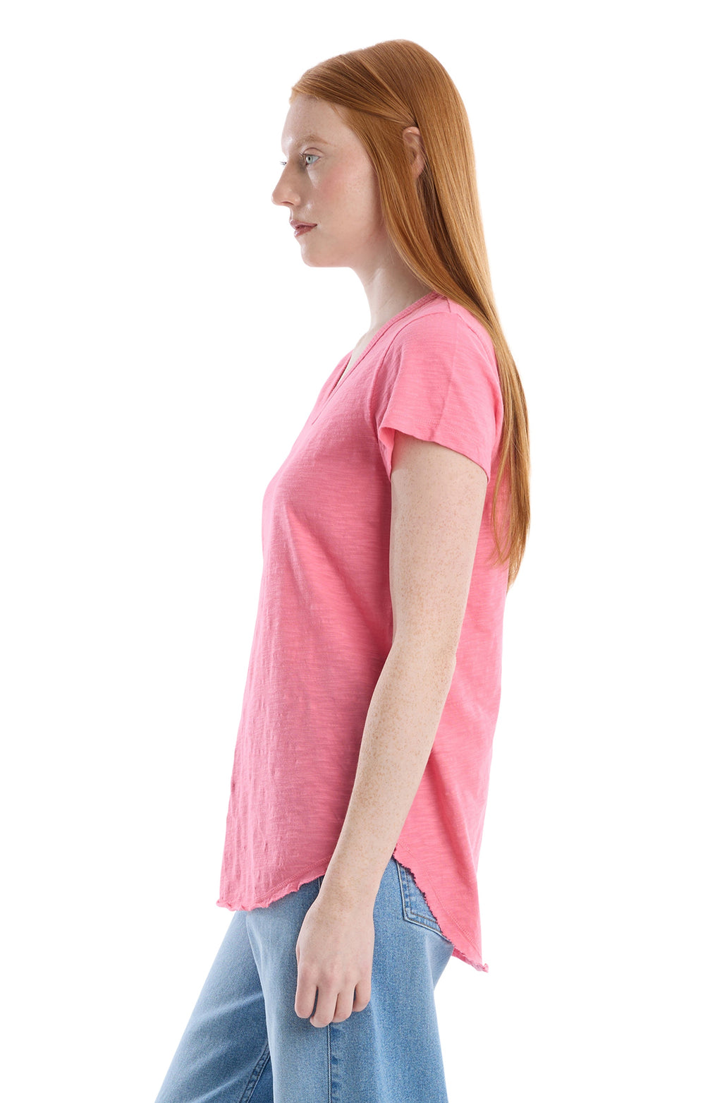 Short Sleeve Shrunken V-Neck Shirttail