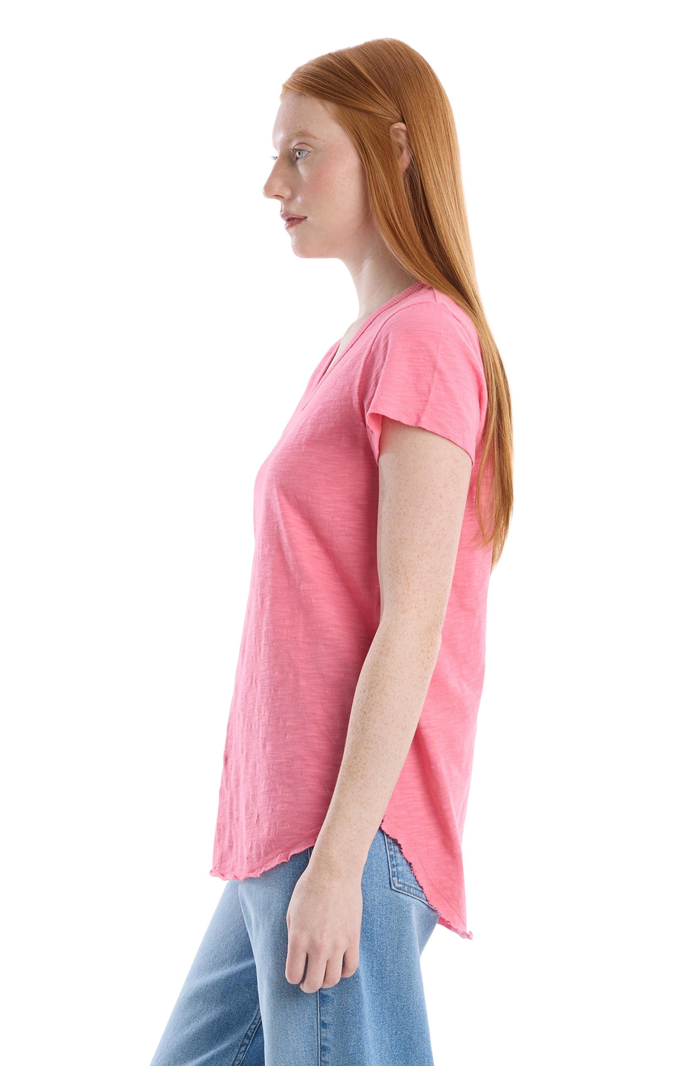 Short Sleeve Shrunken V-Neck Shirttail