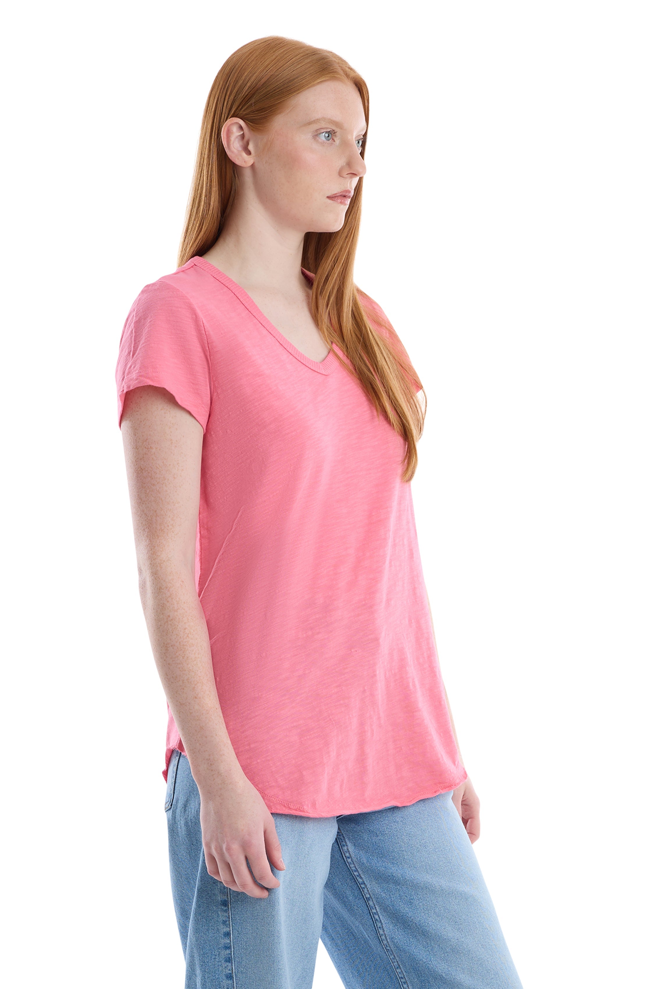 Short Sleeve Shrunken V-Neck Shirttail