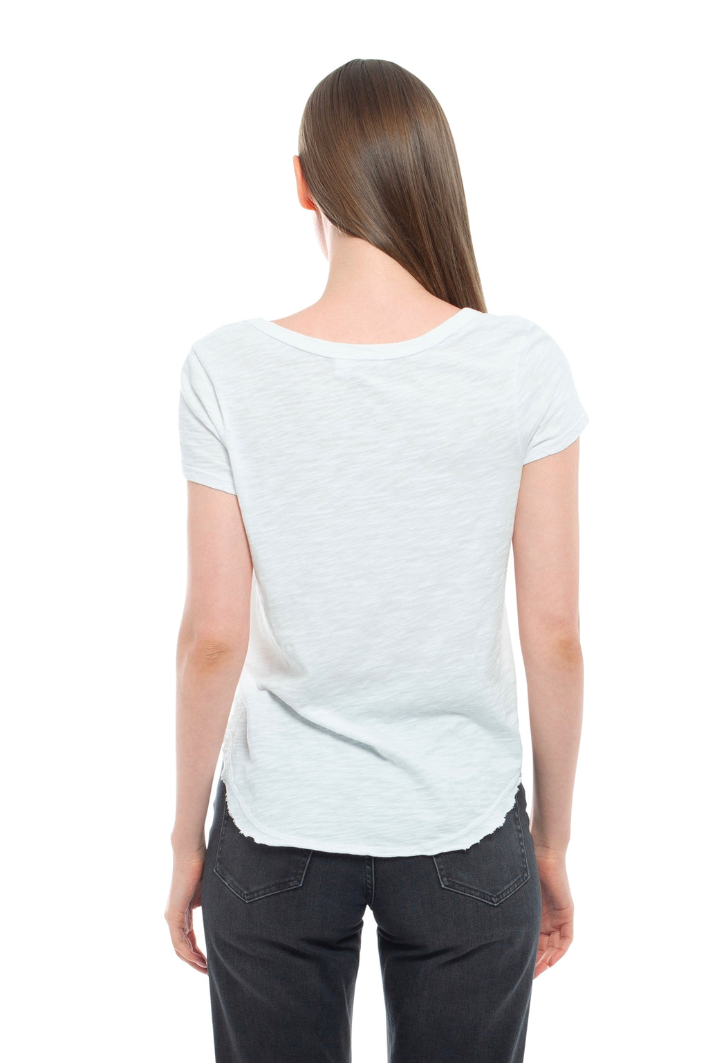 Short Sleeve Shrunken V-Neck Shirttail