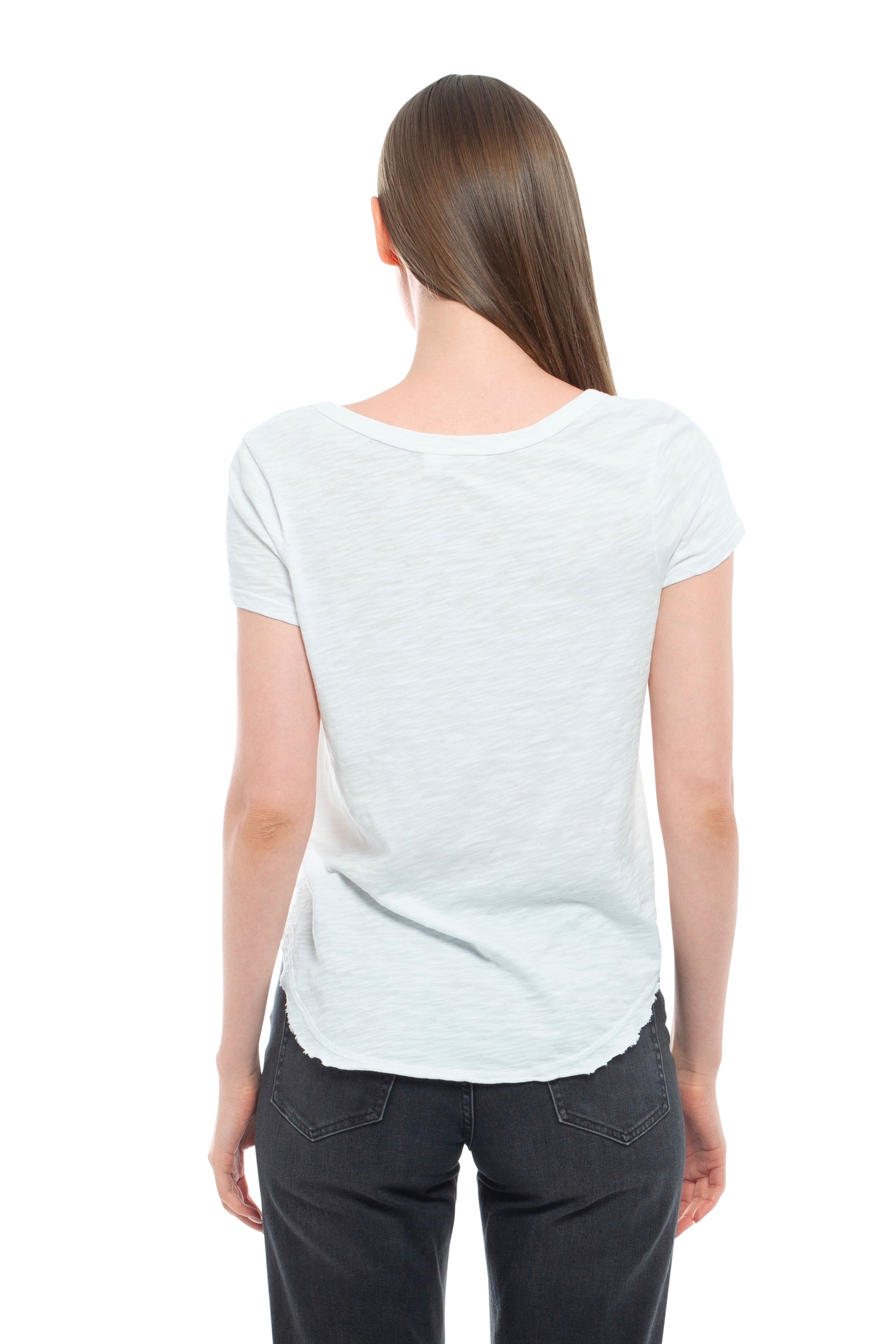 Short Sleeve Shrunken V-Neck Shirttail