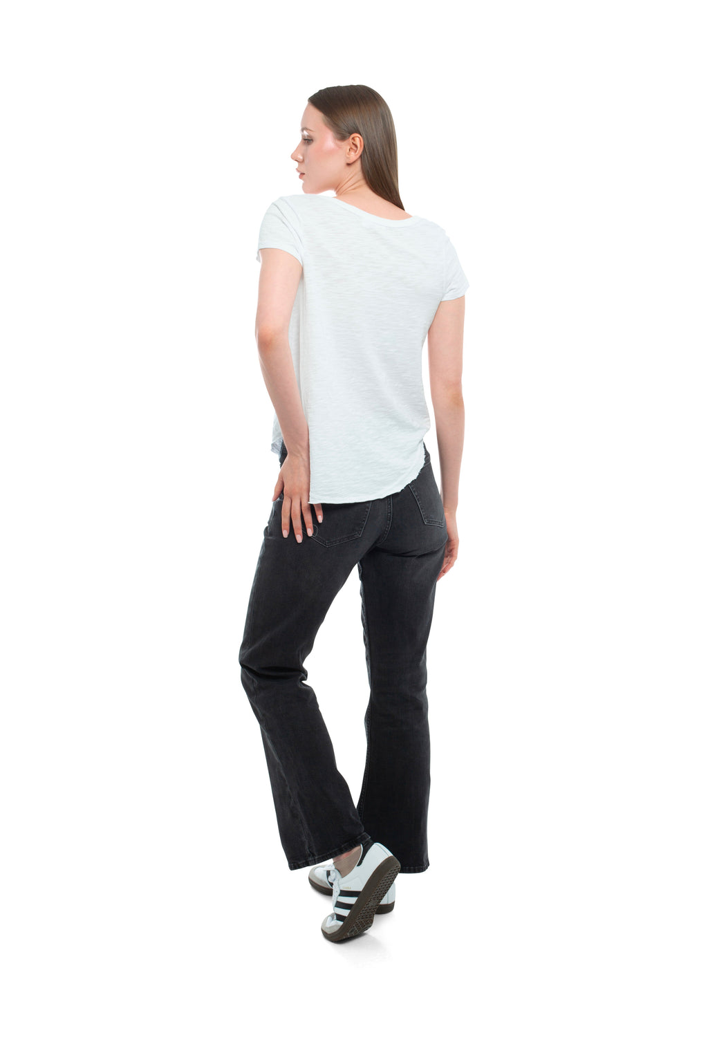 Short Sleeve Shrunken V-Neck Shirttail