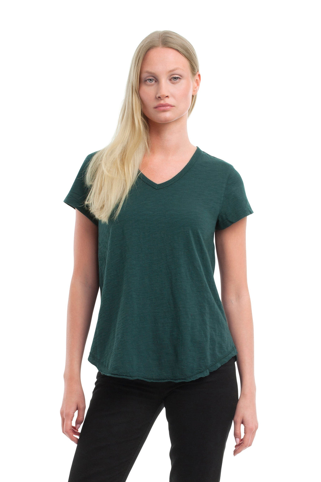 Short Sleeve Shrunken V-Neck Shirttail
