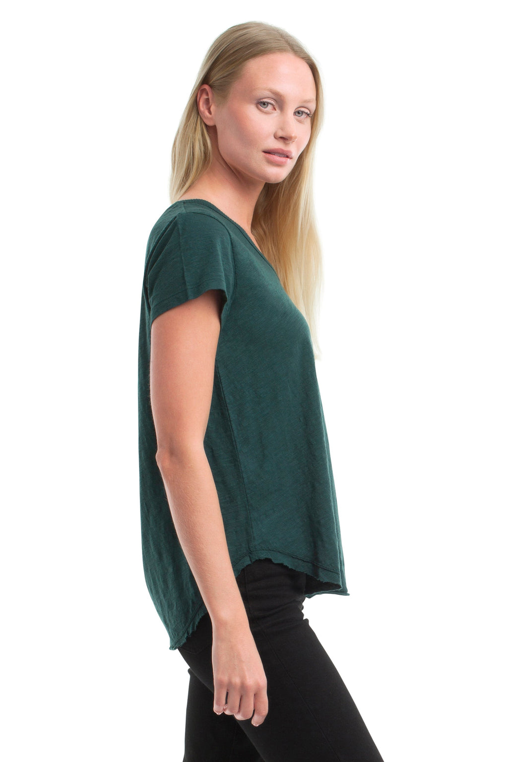 Short Sleeve Shrunken V-Neck Shirttail