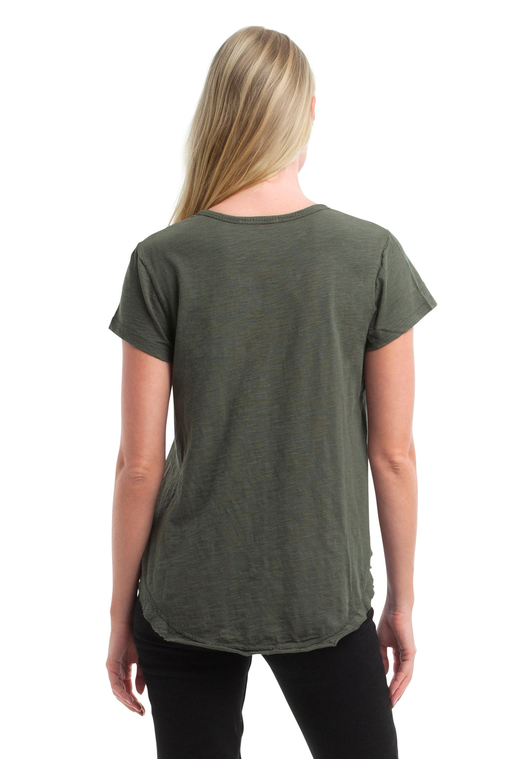 Short Sleeve Shrunken V-Neck Shirttail
