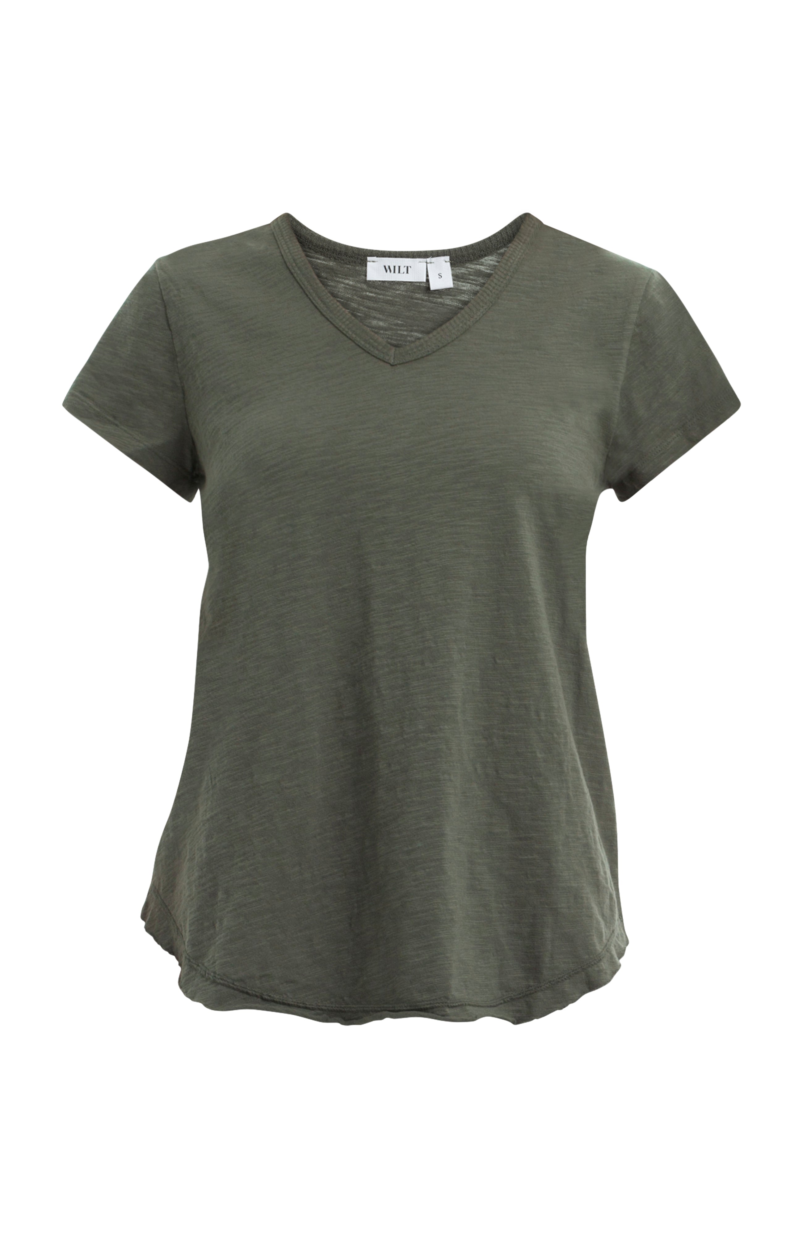 Short Sleeve Shrunken V-Neck Shirttail