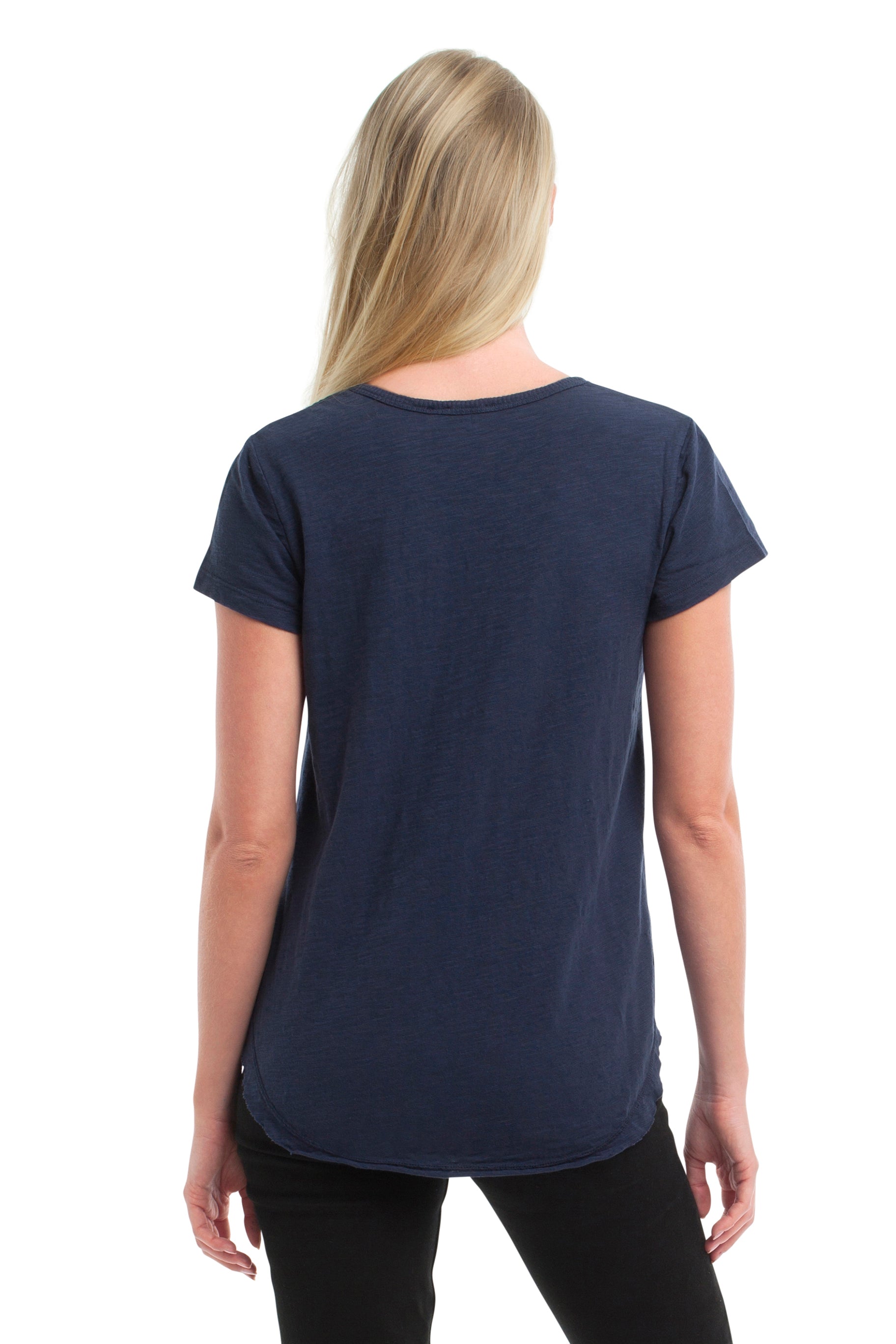 Short Sleeve Shrunken V-Neck Shirttail