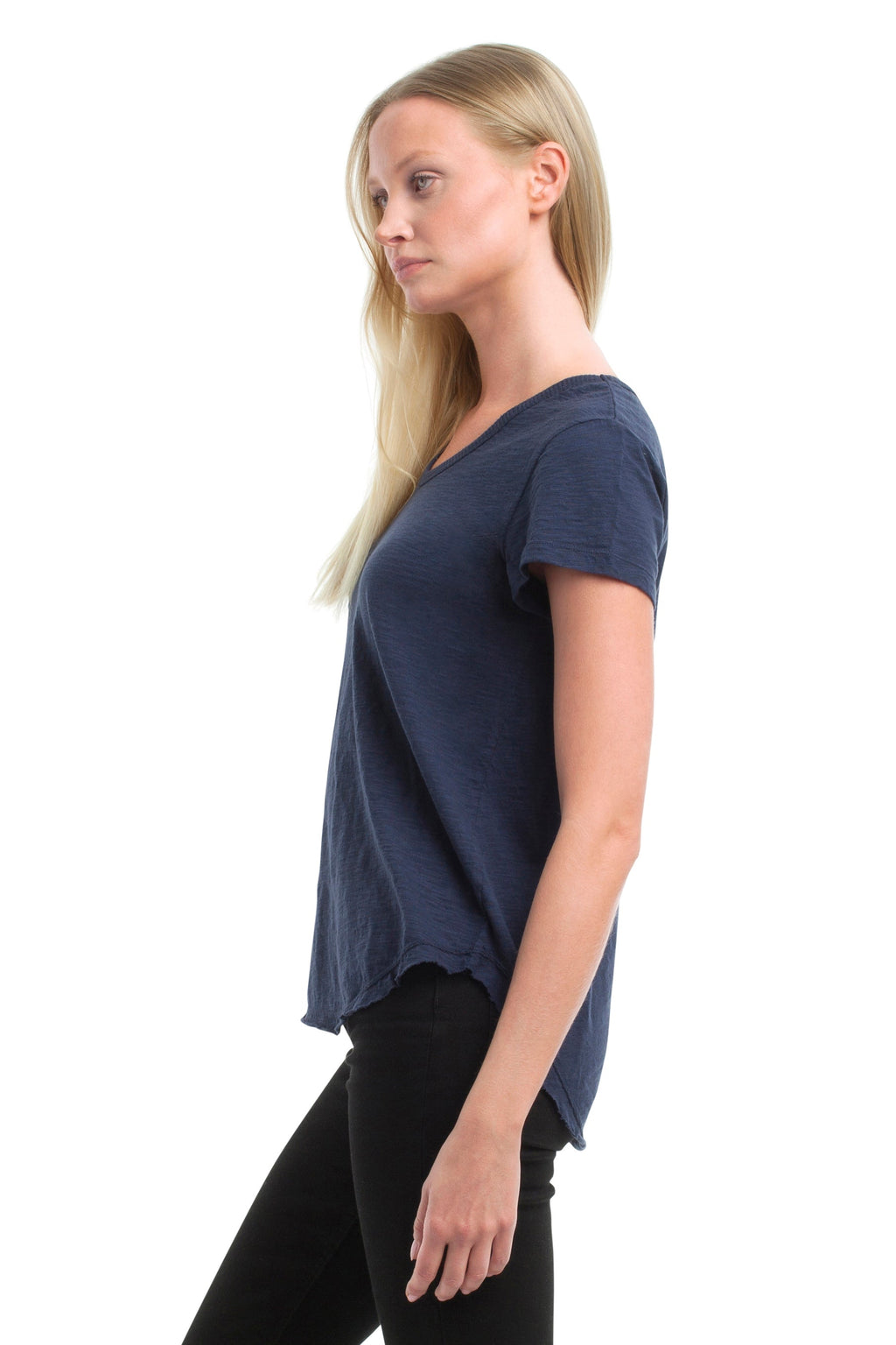 Short Sleeve Shrunken V-Neck Shirttail