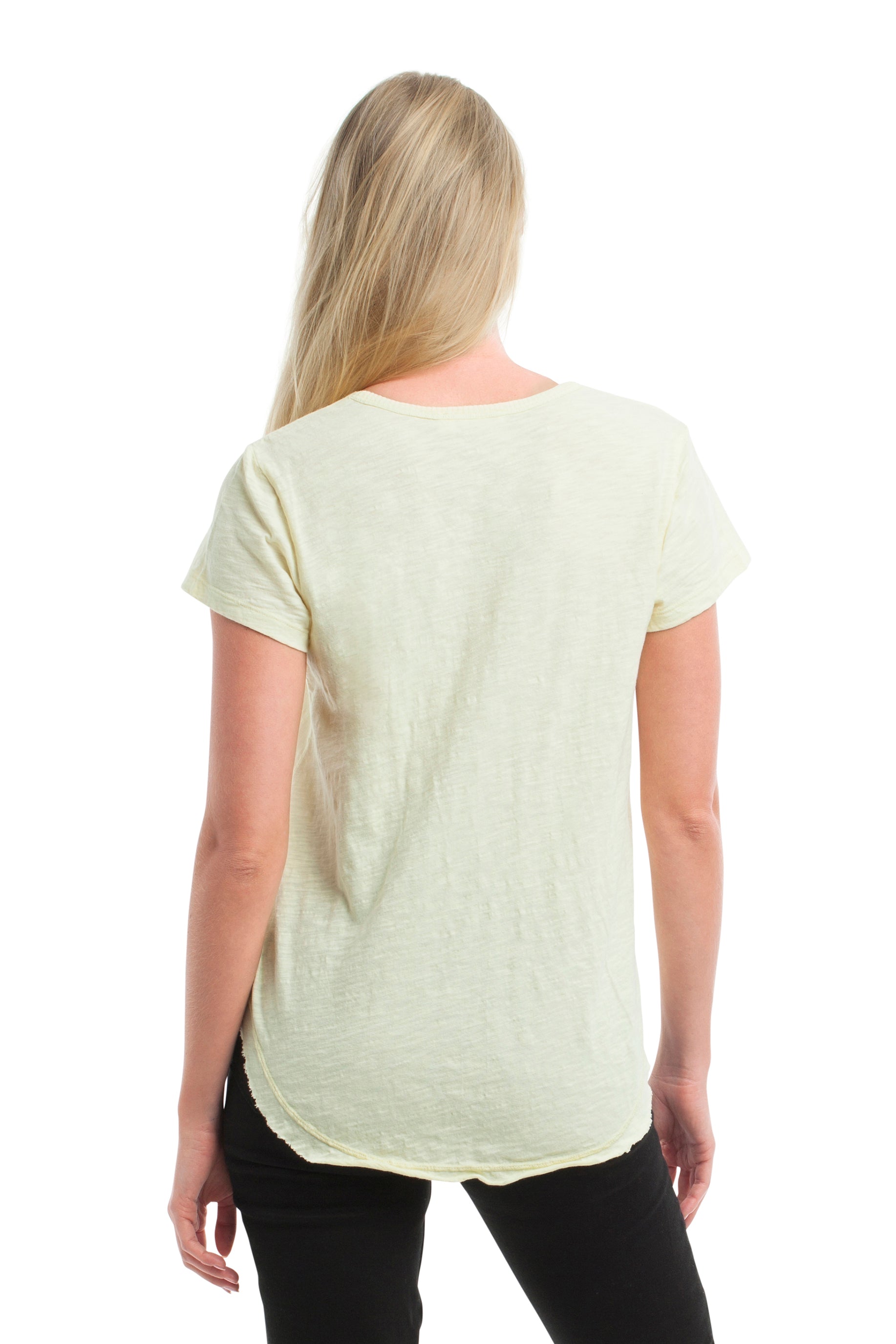 Short Sleeve Shrunken V-Neck Shirttail