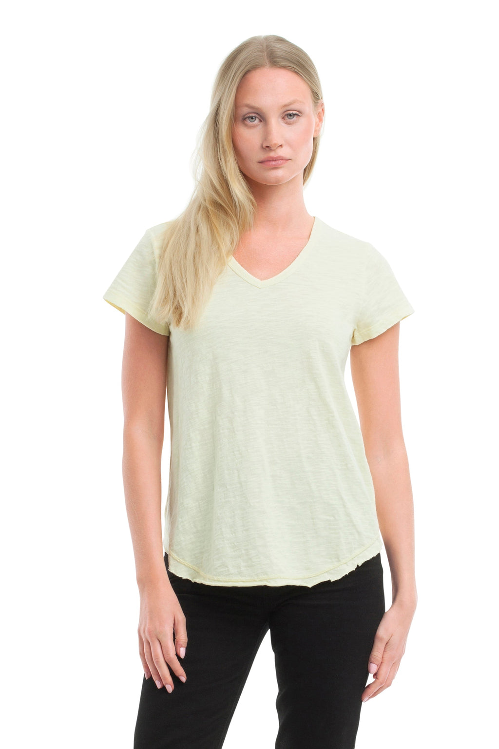 Short Sleeve Shrunken V-Neck Shirttail