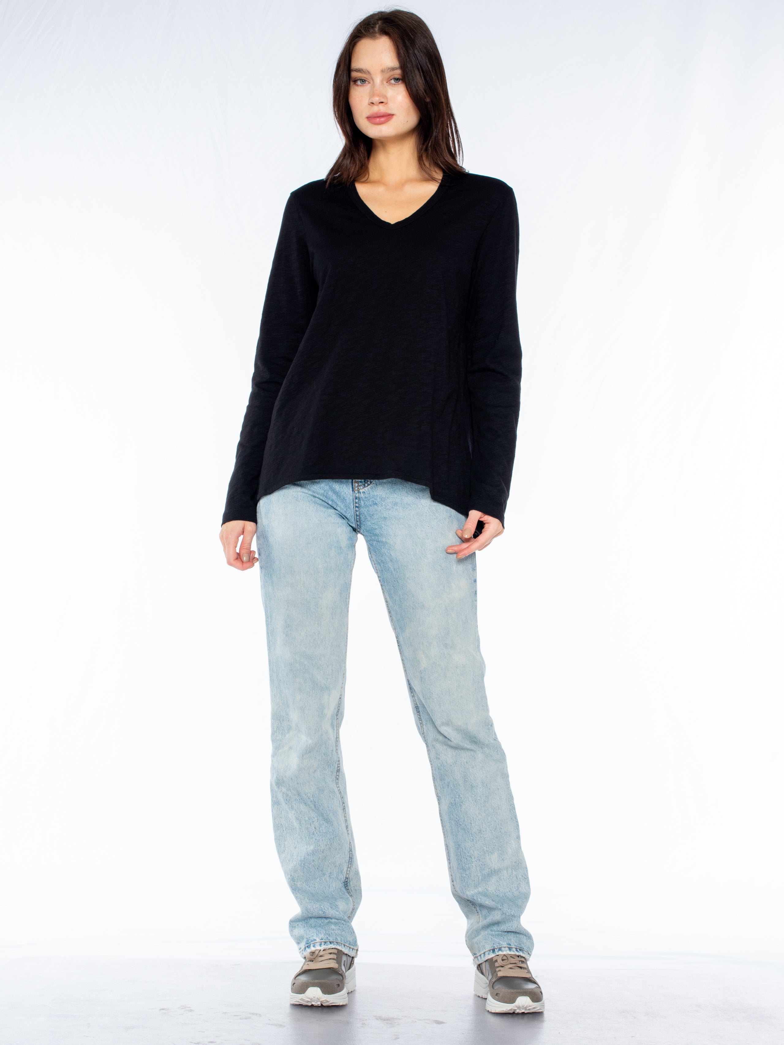 Long Sleeve Shrunken Boyfriend Top