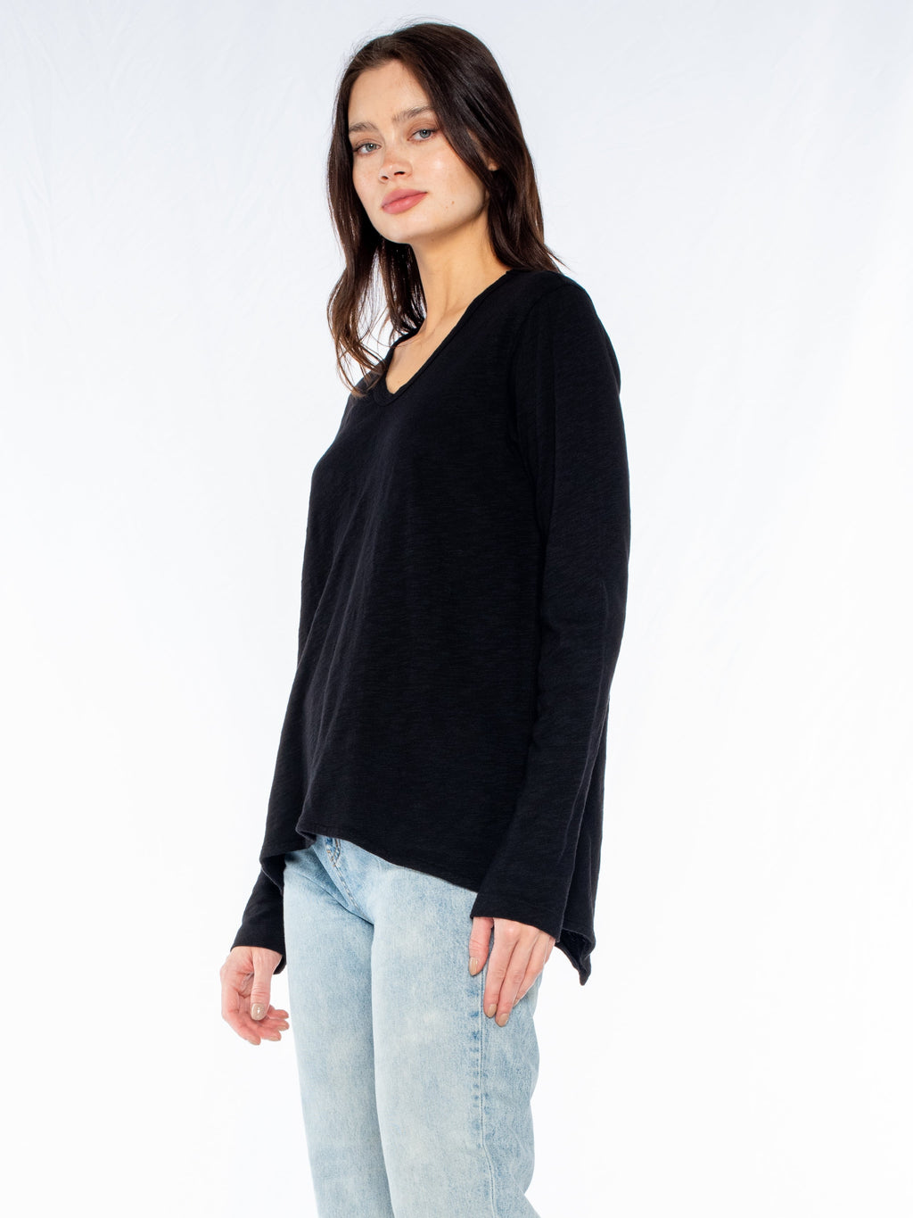 Long Sleeve Shrunken Boyfriend Top