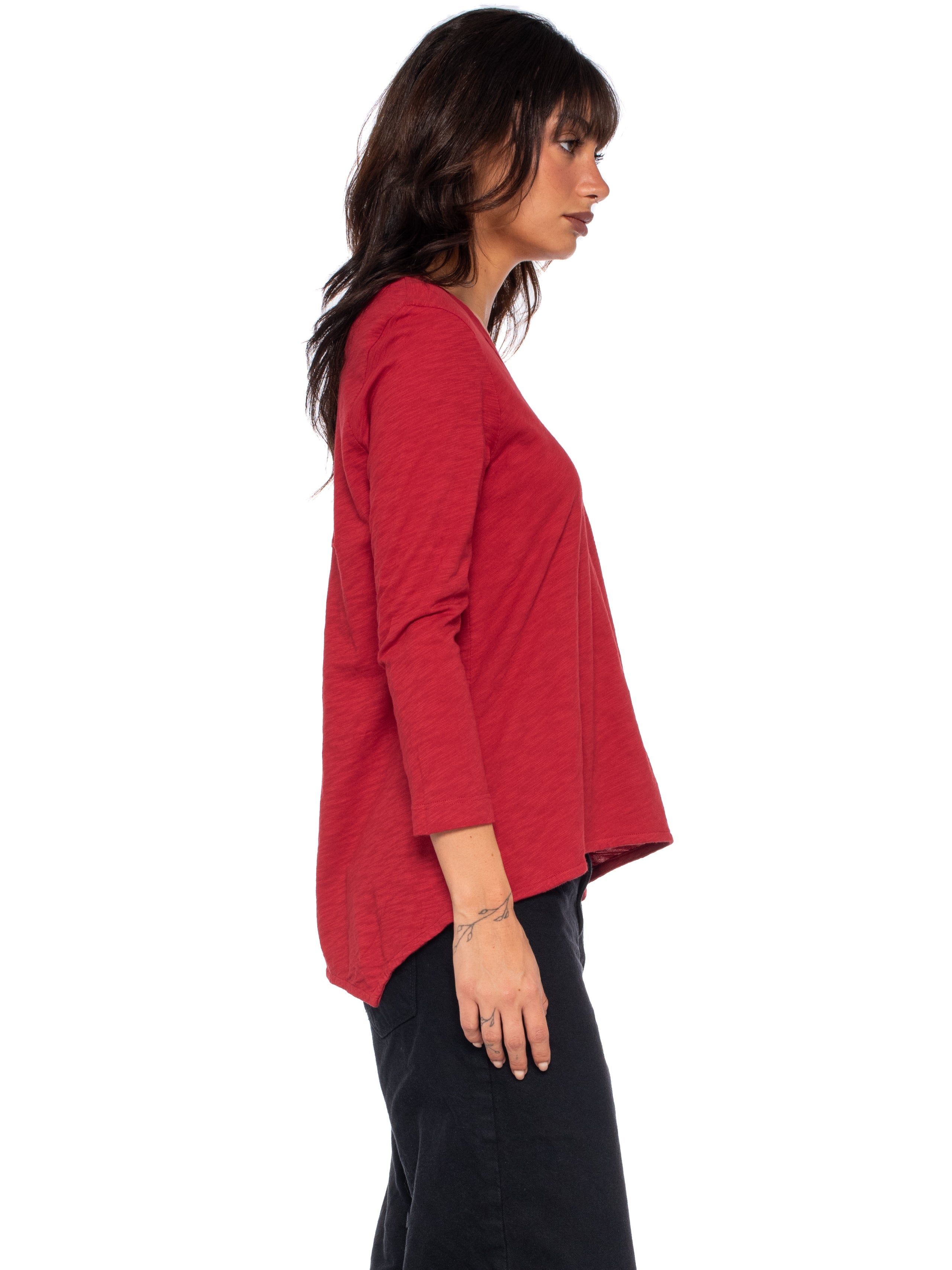 Scoopy Neck 3/4 Sleeve Boyfriend Tee