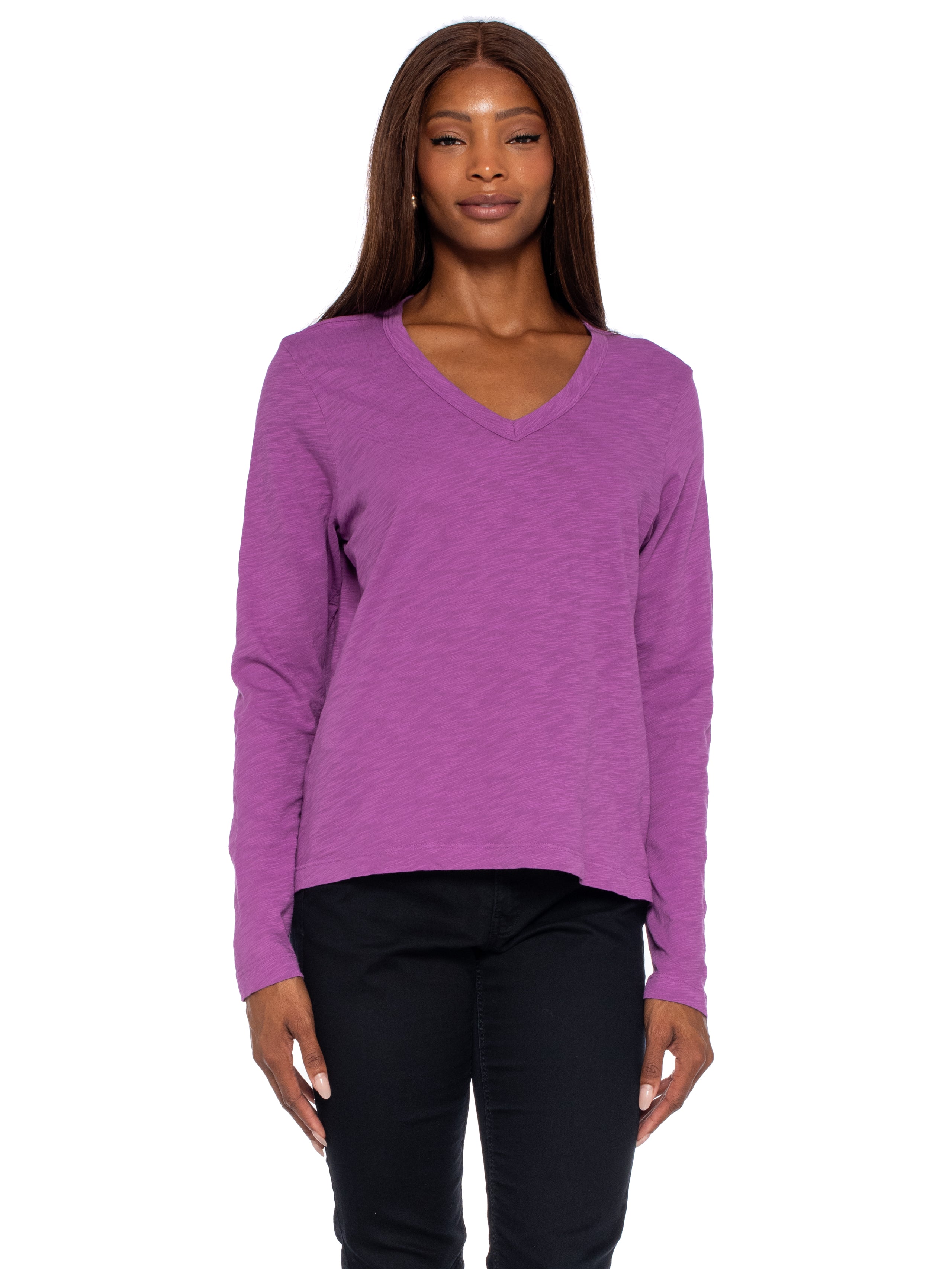 V-Neck Long Sleeve Baby Baby Fit Tee