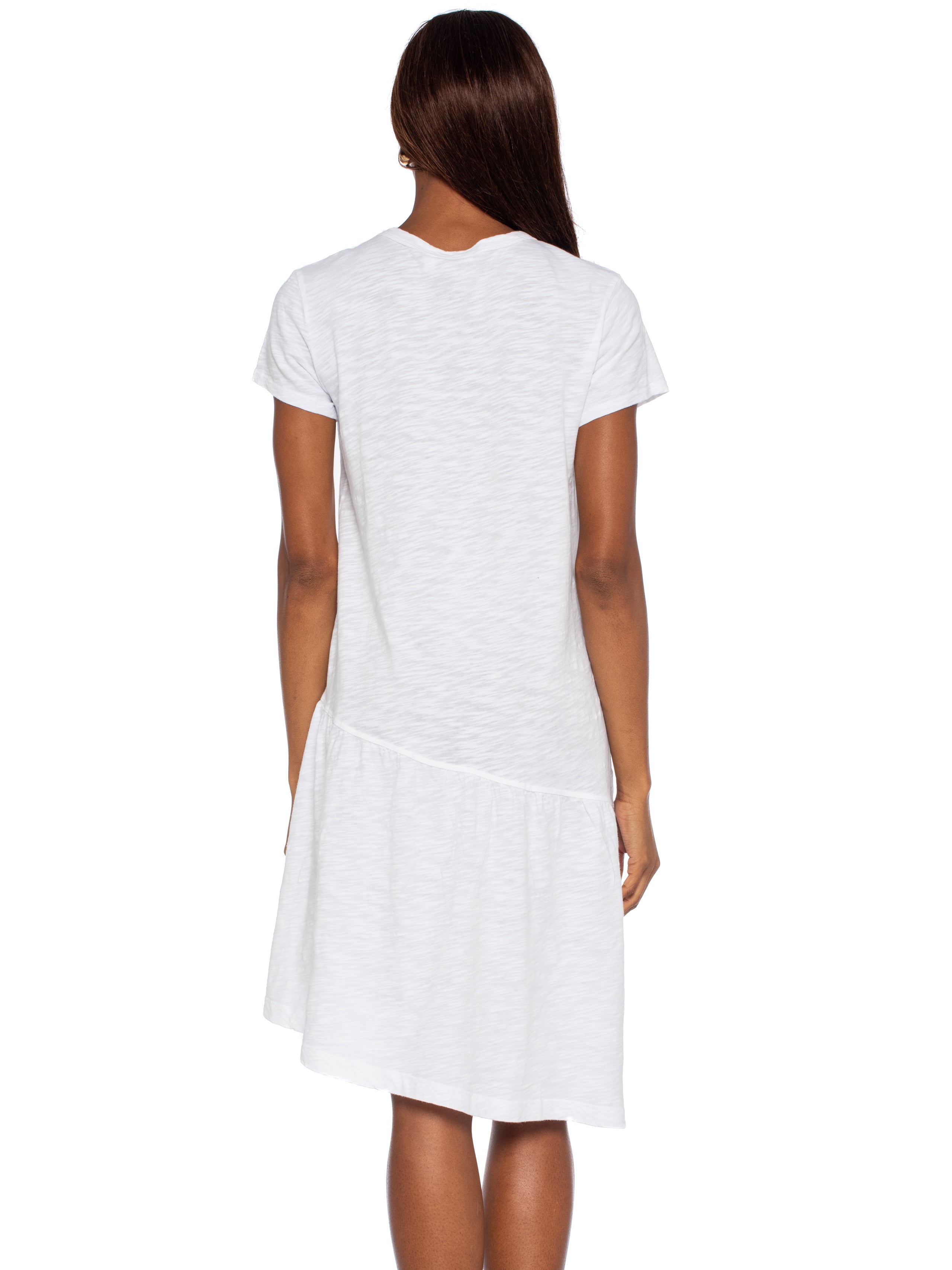 Short Sleeve Slant Hem Shirt Dress