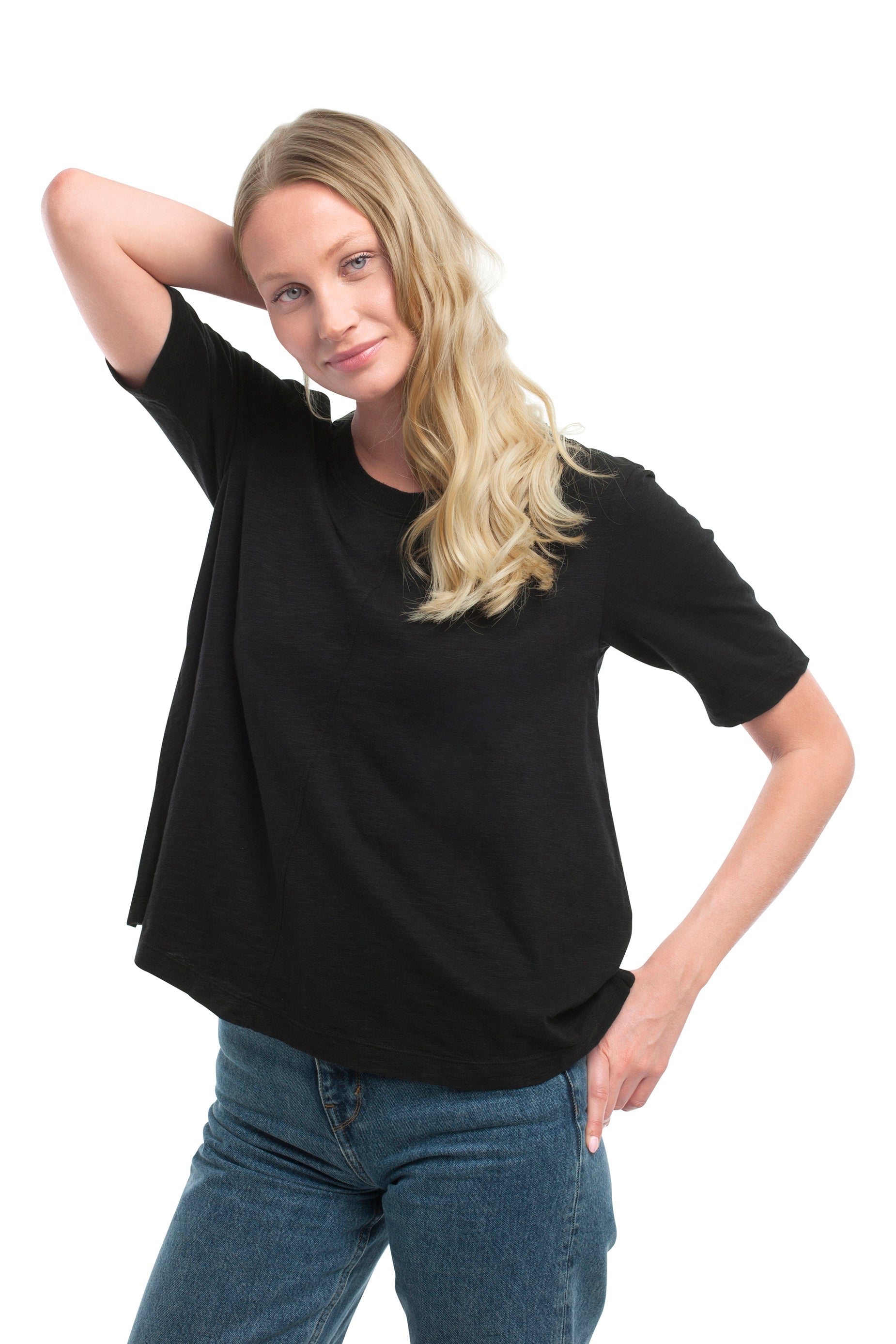 Elbow Sleeve Trapeze Top