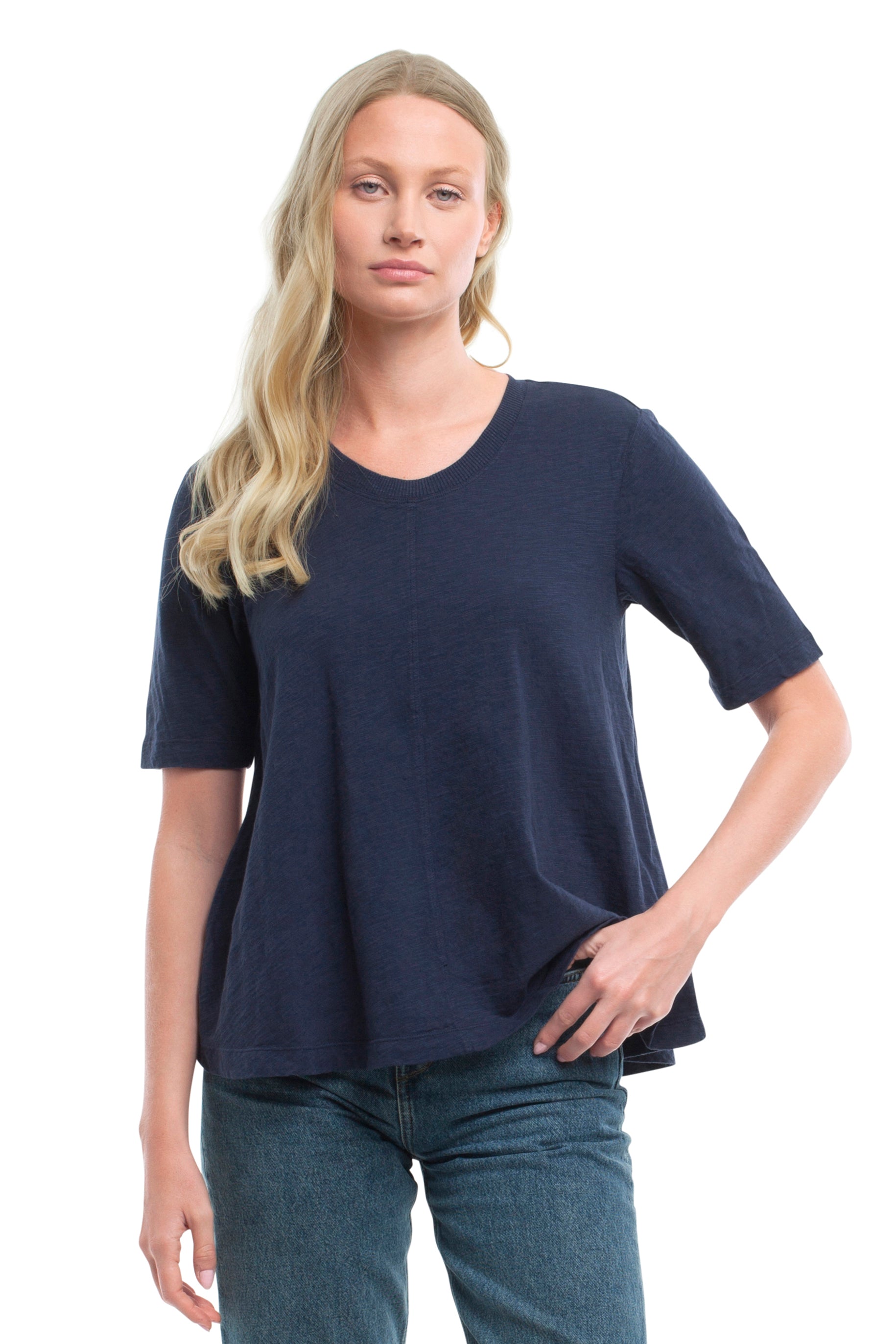 Elbow Sleeve Trapeze Top