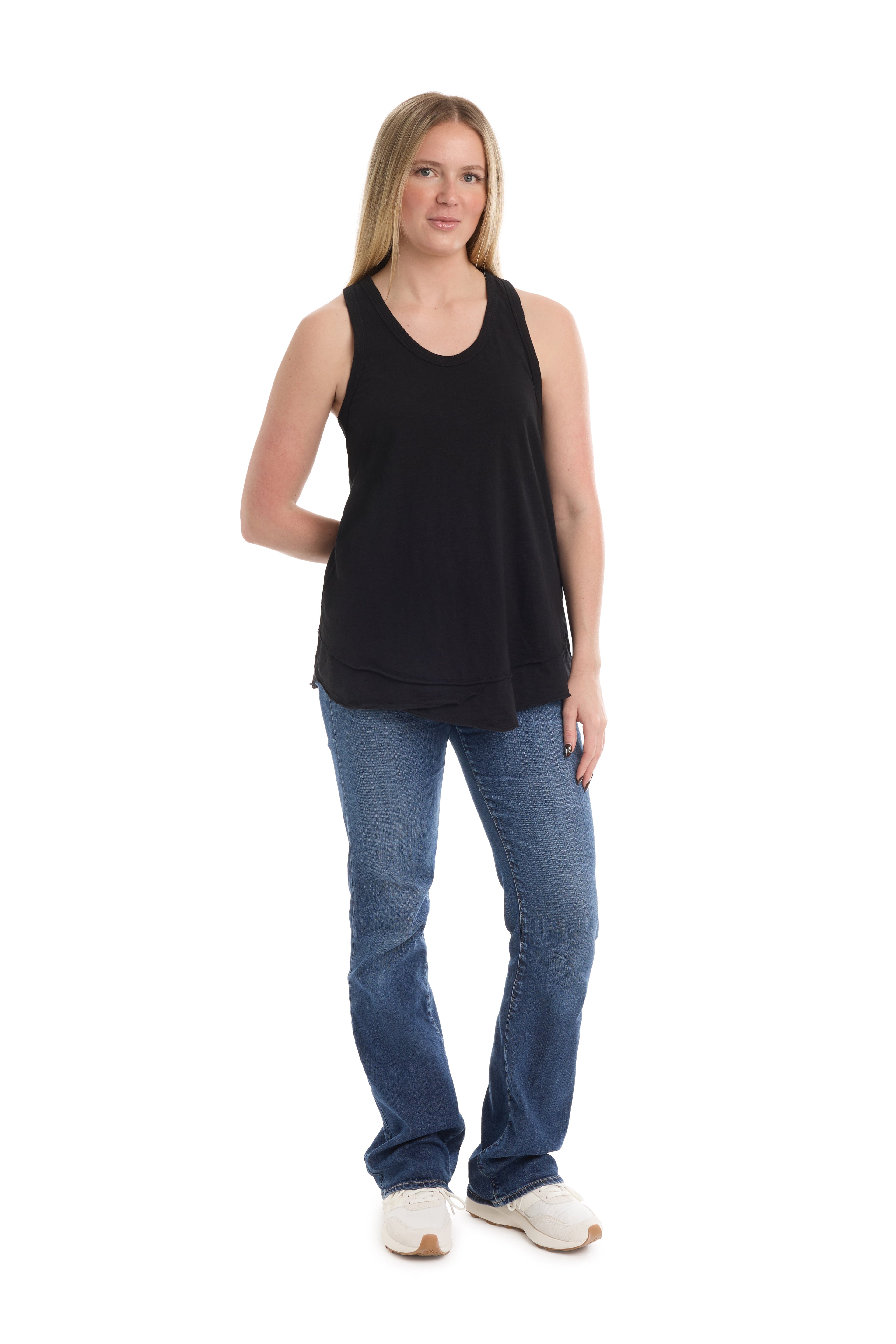 Shrunken Mock Hem Shirttail Tank