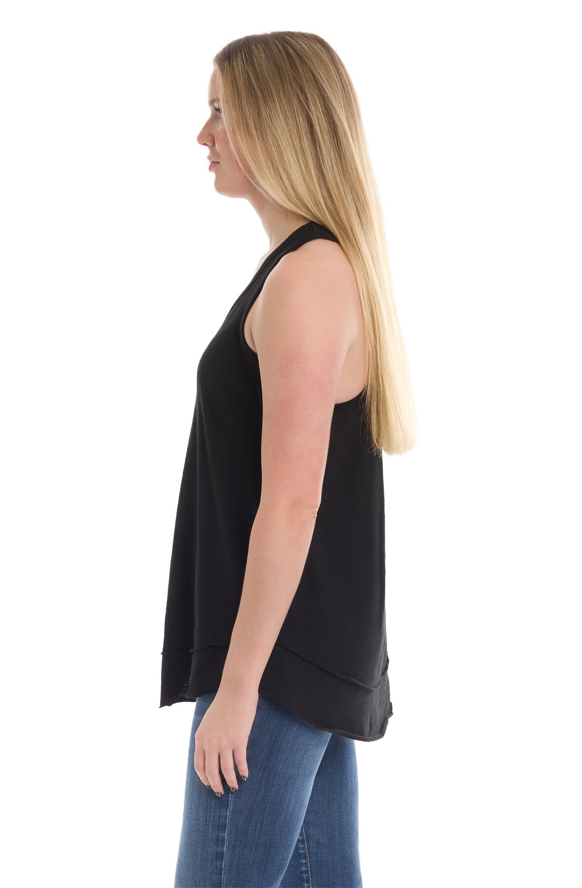 Shrunken Mock Hem Shirttail Tank