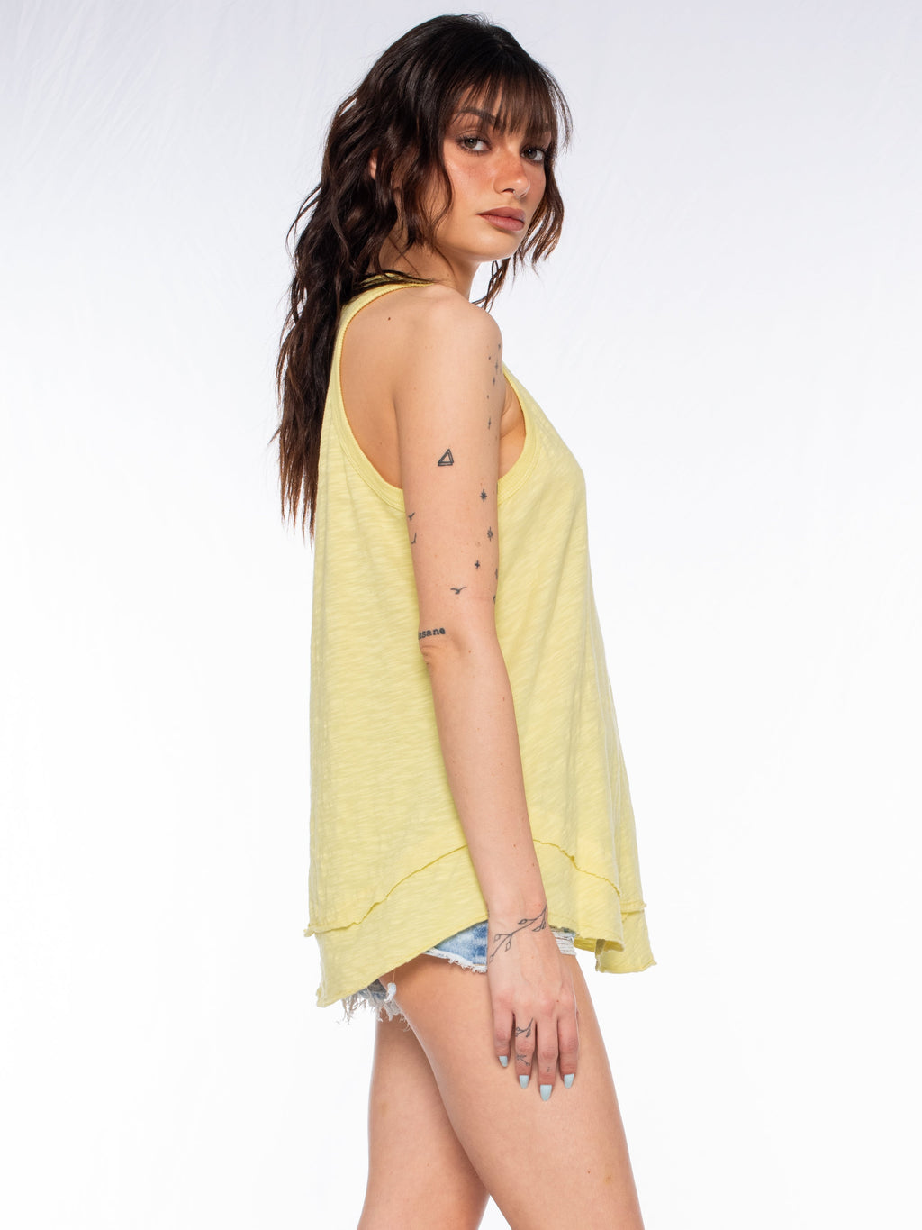 Shrunken Mock Hem Shirttail Tank