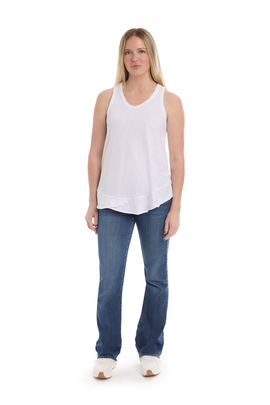 Shrunken Mock Hem Shirttail Tank