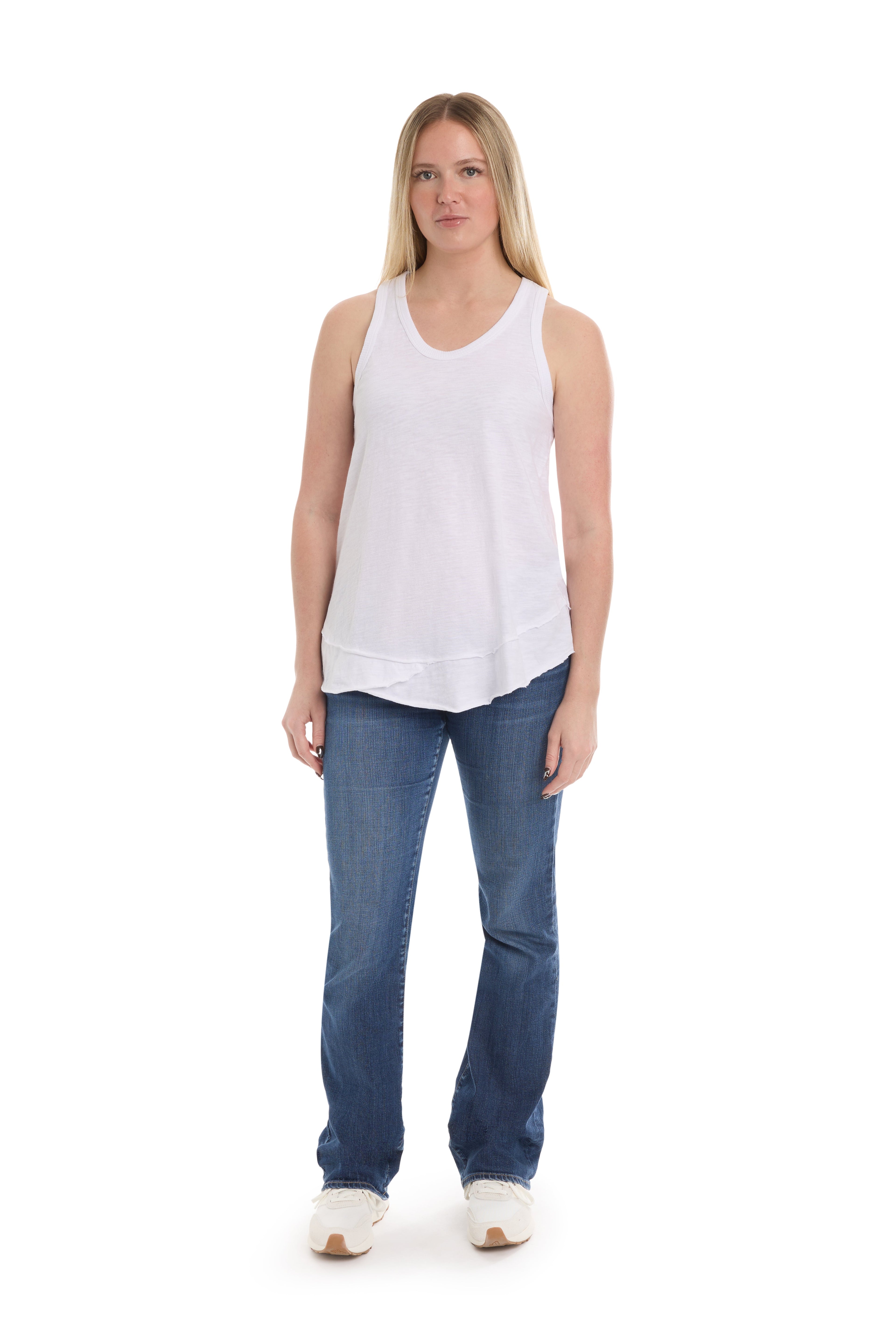 Shrunken Mock Hem Shirttail Tank