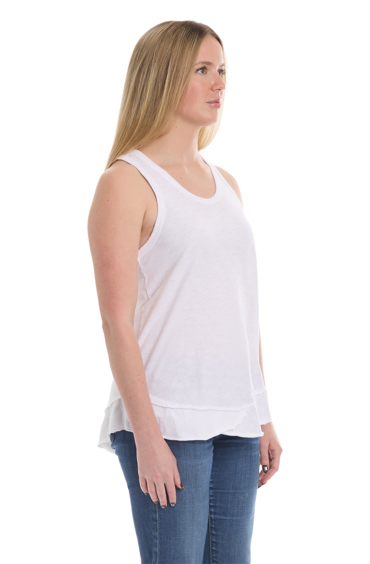 Shrunken Mock Hem Shirttail Tank