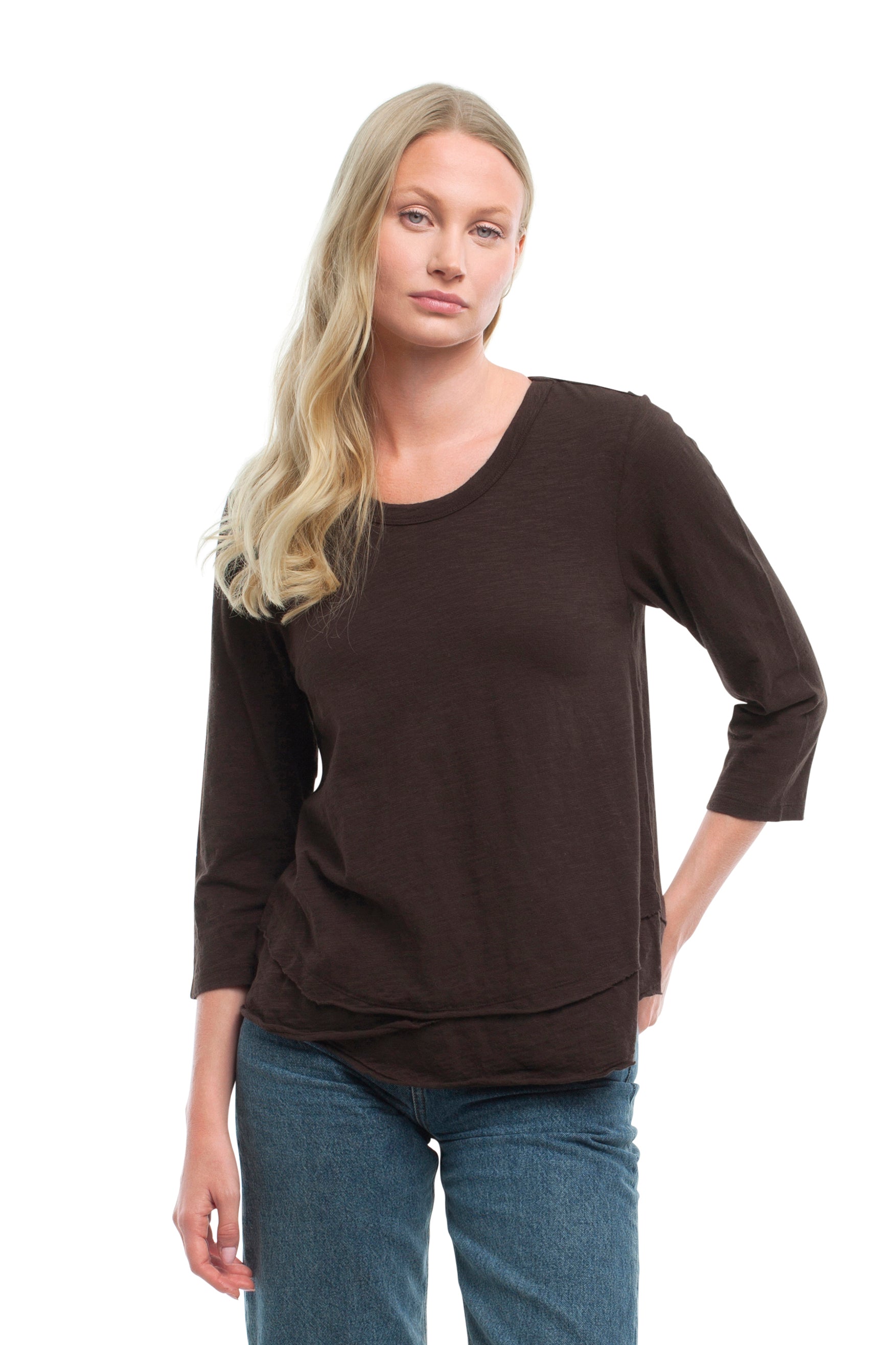 3/4 Sleeve Mock Layer
