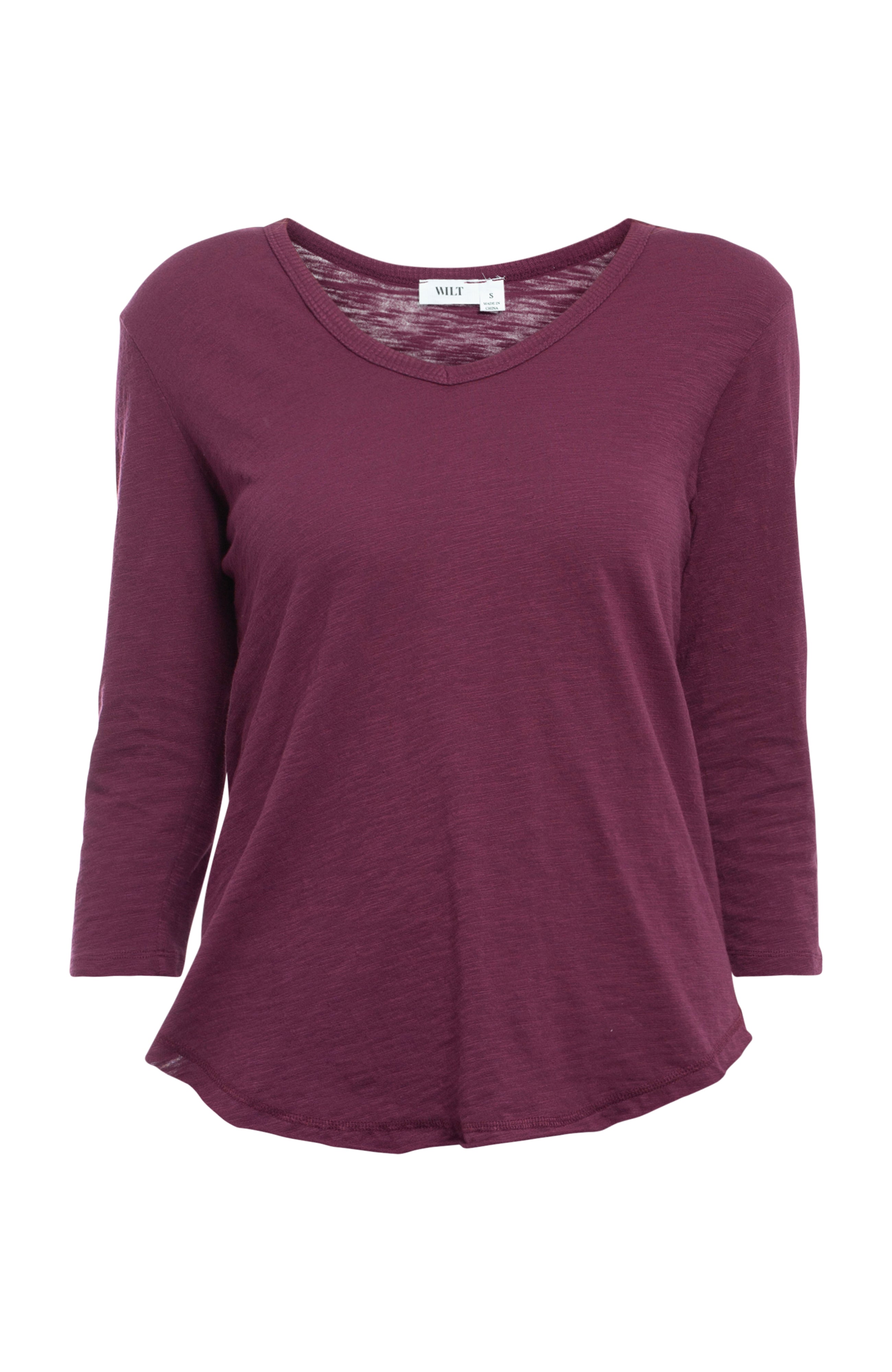 3/4 Sleeve V-Neck Shirttail