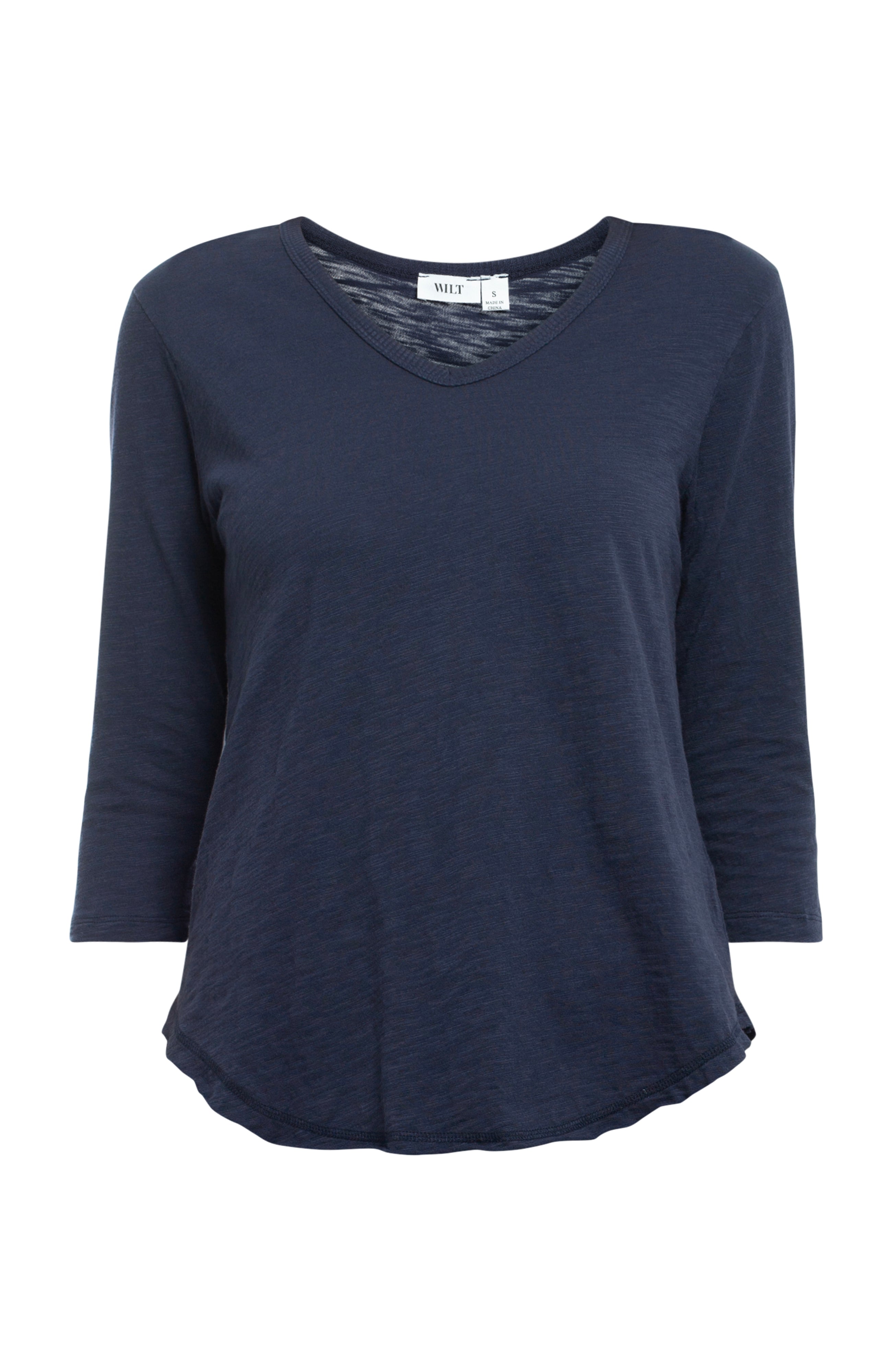 3/4 Sleeve V-Neck Shirttail