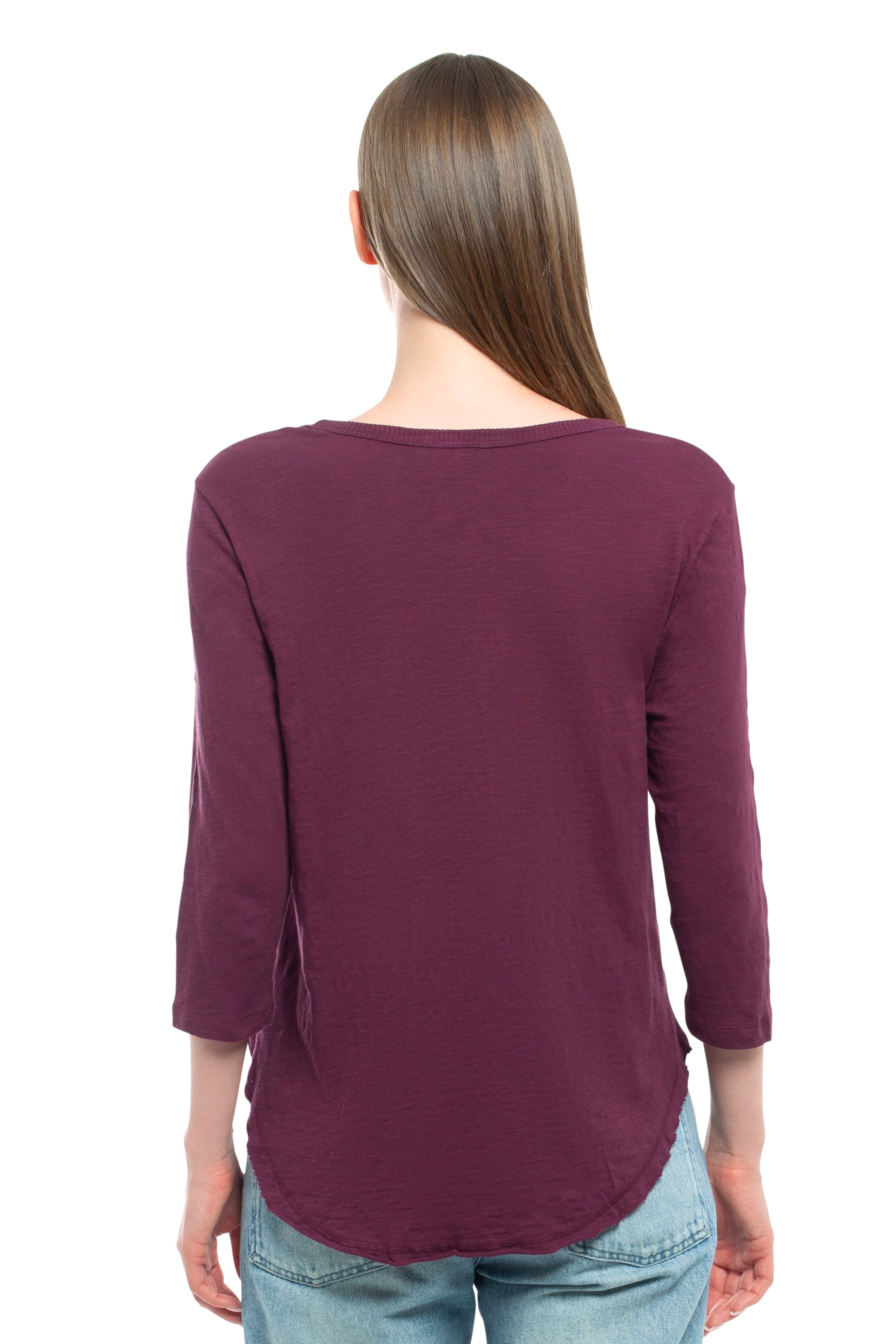 3/4 Sleeve V-Neck Shirttail