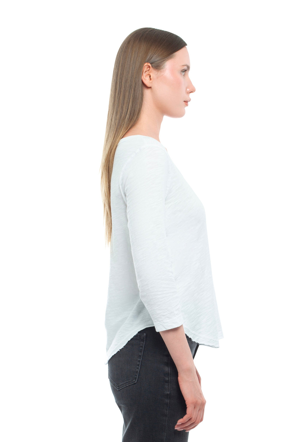 3/4 Sleeve V-Neck Shirttail