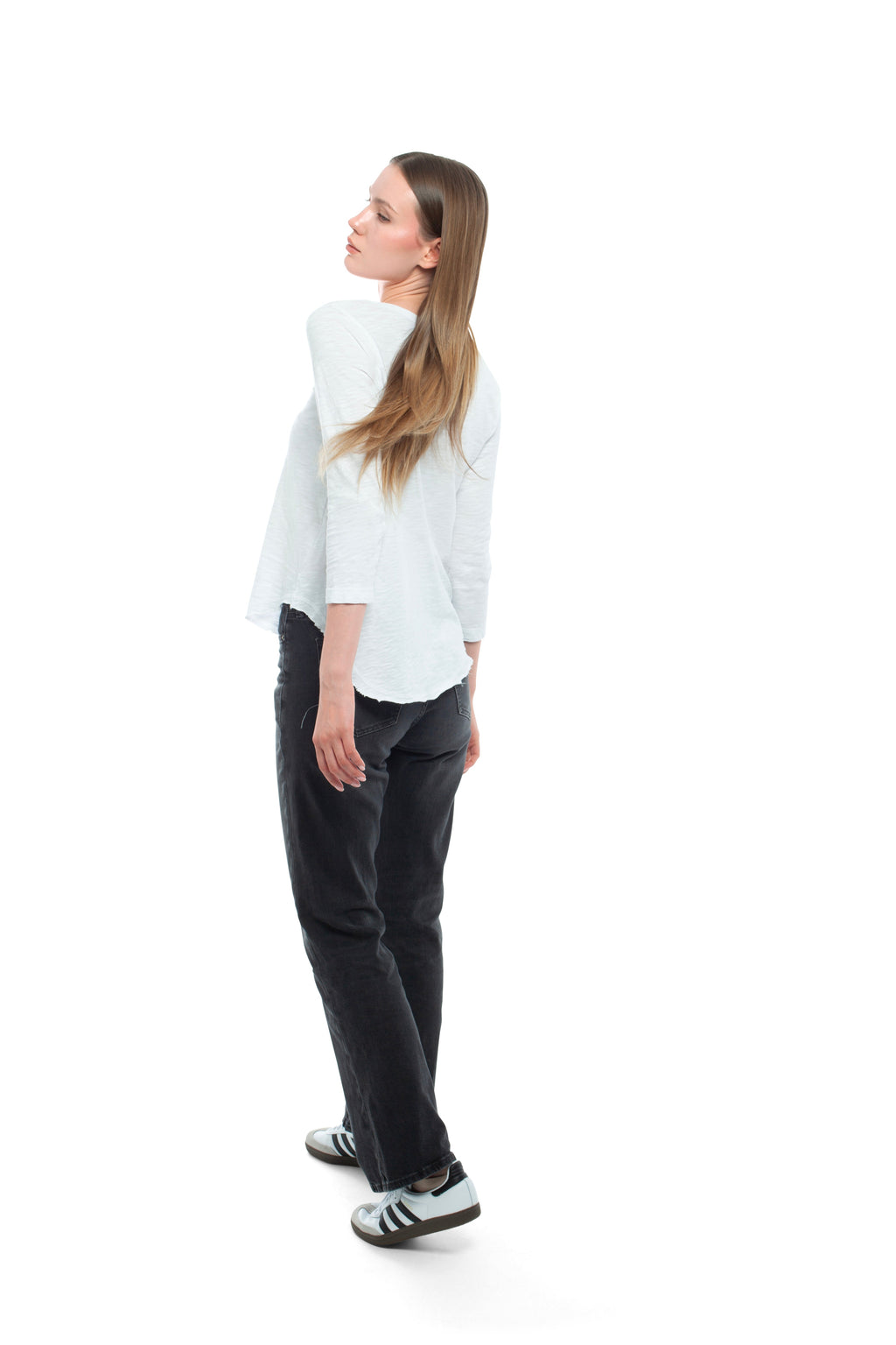 3/4 Sleeve V-Neck Shirttail