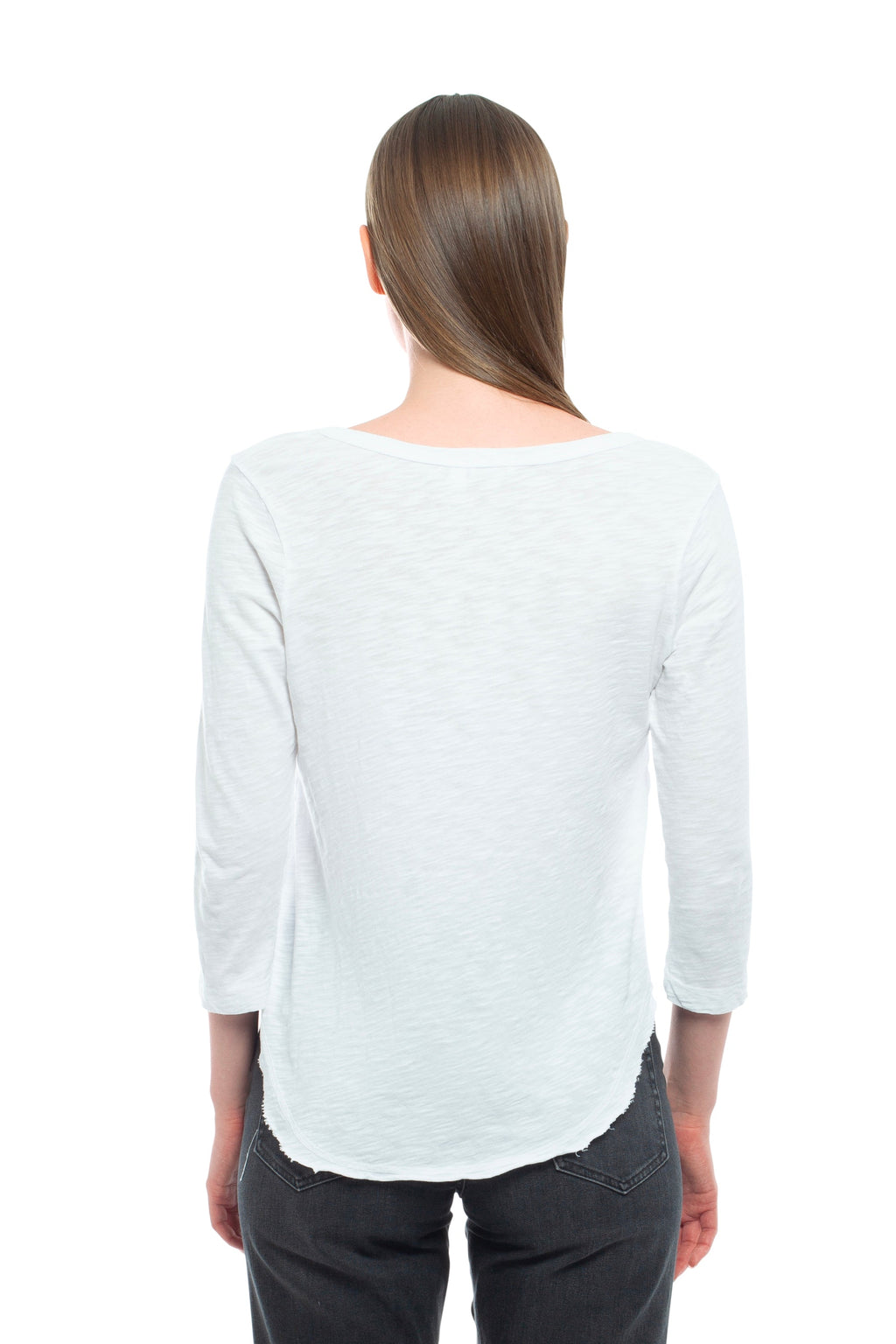 3/4 Sleeve V-Neck Shirttail