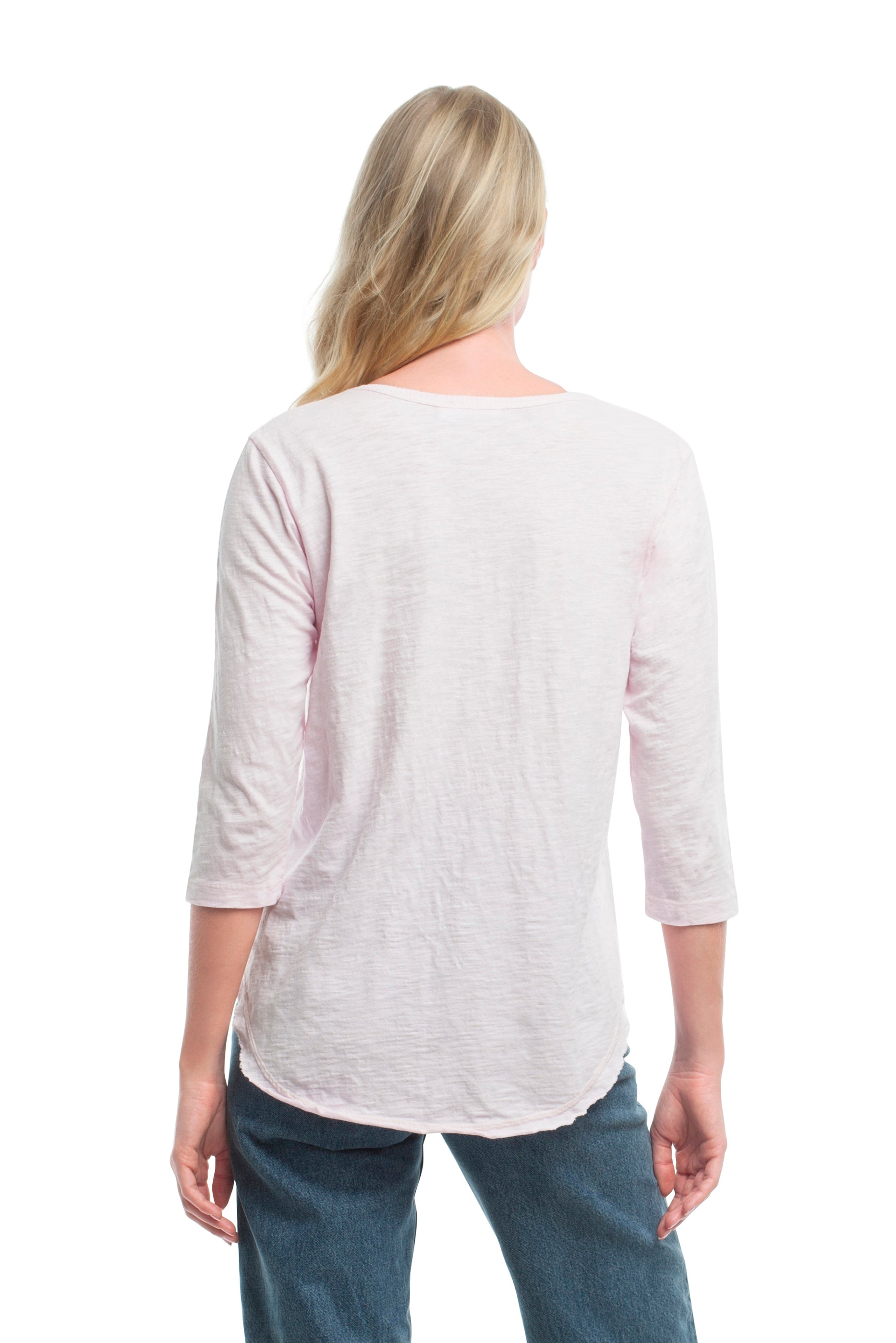 3/4 Sleeve V-Neck Shirttail