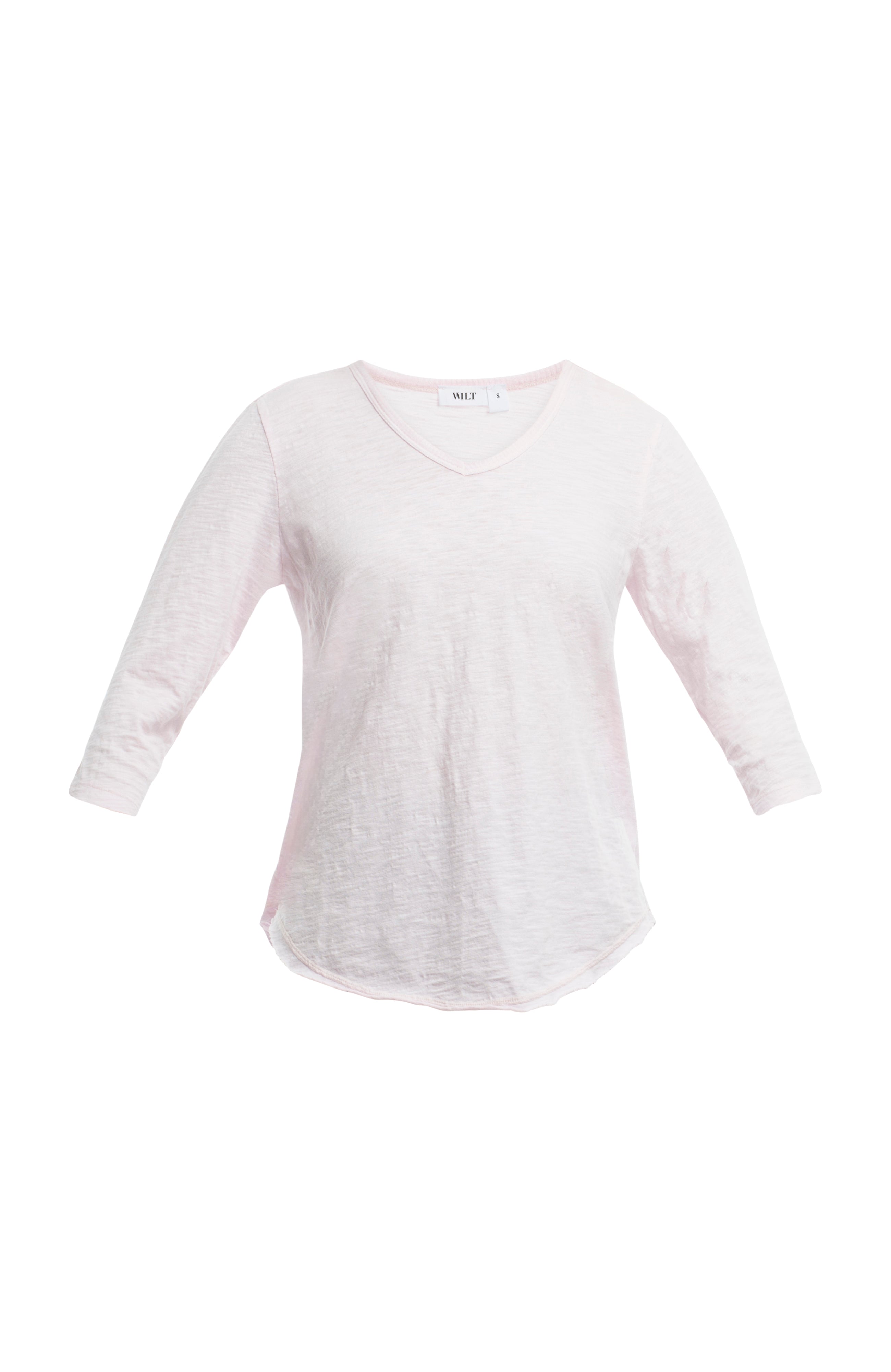 3/4 Sleeve V-Neck Shirttail